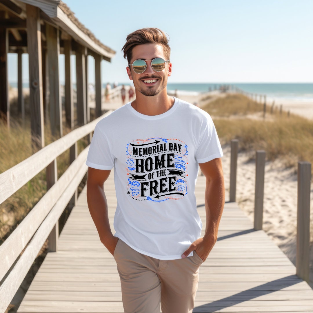 Memorial Day "Home of the Free" T-Shirt – Patriotic American Flag Graphic Tee