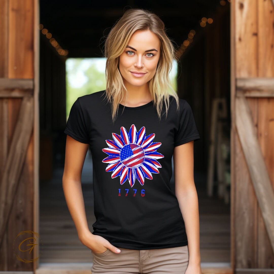 Juneteenth T-Shirt 1776 Flower American Flag Tee