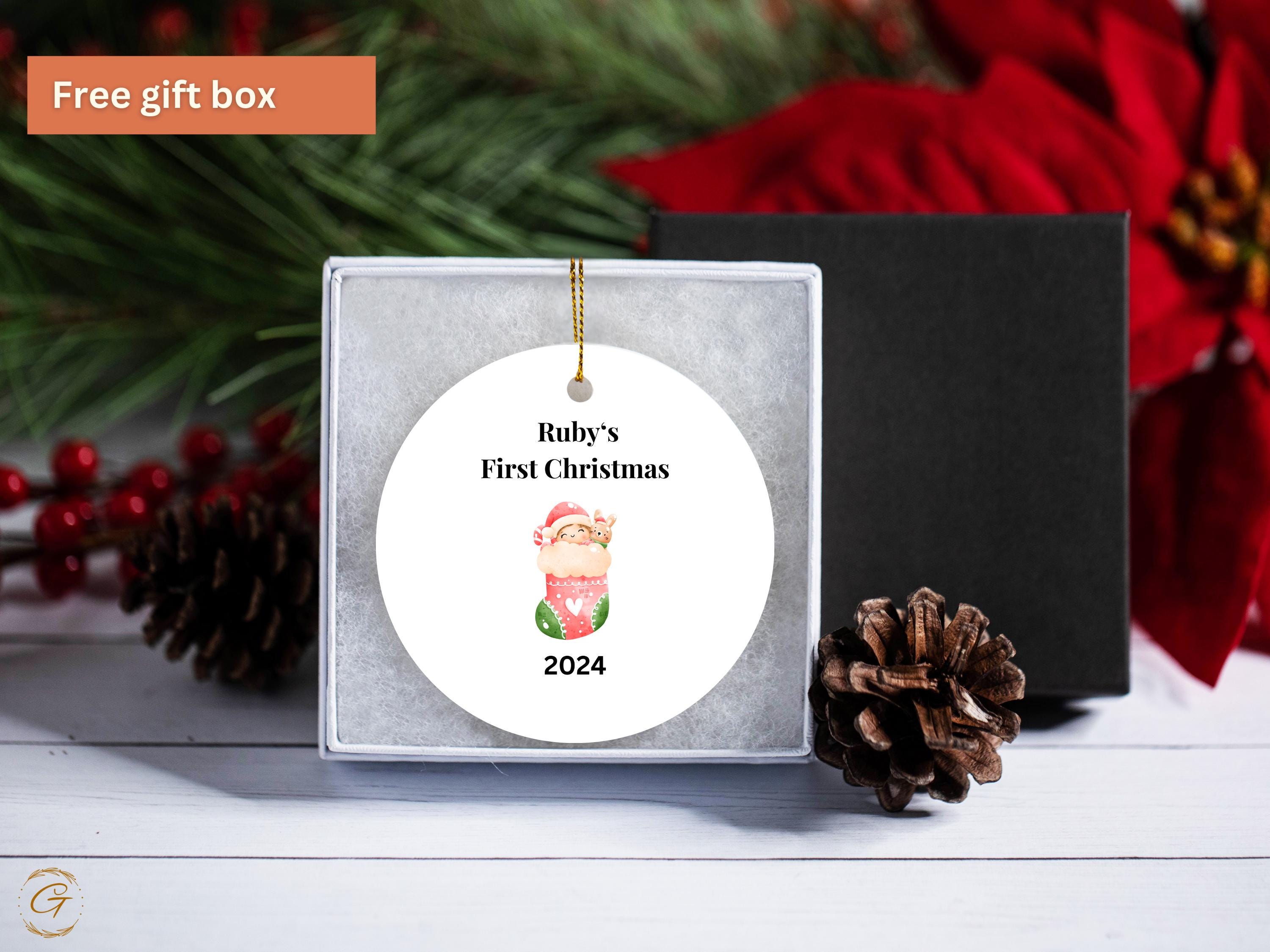 Personalized Baby's First Christmas Ornament, Personalized Stocking Decorations, Custom Baby Gift, Holiday Keepsake, 2024 Christmas Ornament