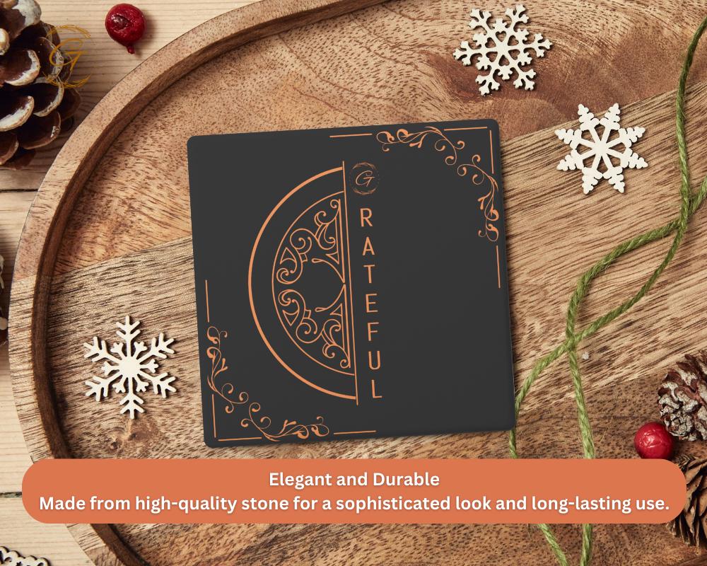 Soapstone Coaster with Gvert Ornate Design with Cork Backing