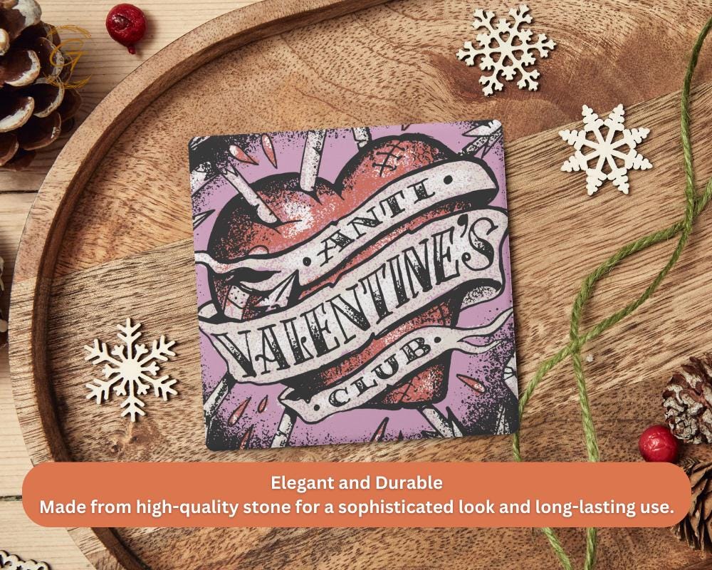 Anti Valentines Club Torned Heart Square Soapstone