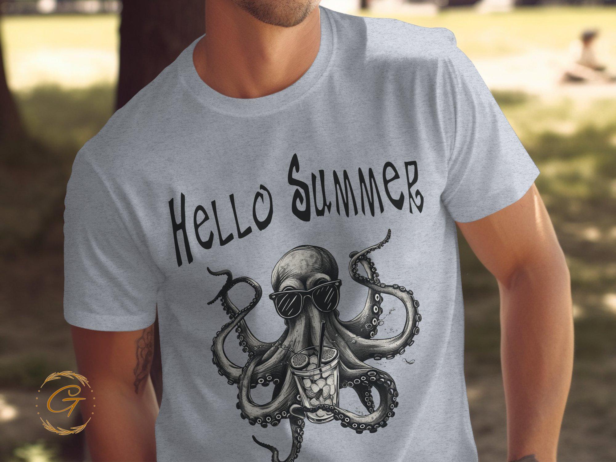 Hello Summer Tee Octopus Design T-Shirt