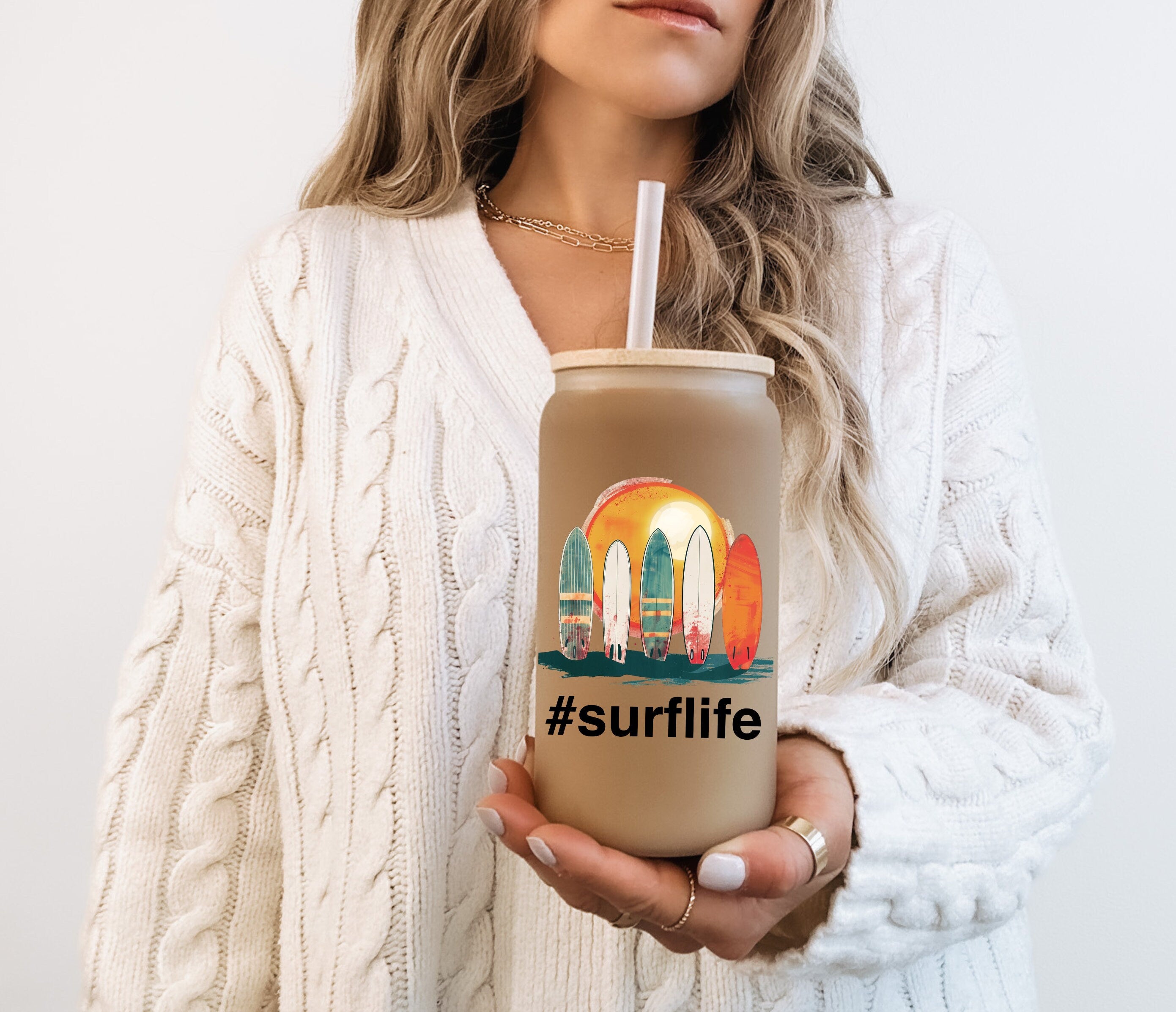 Surf Life Frosted Glass Cup