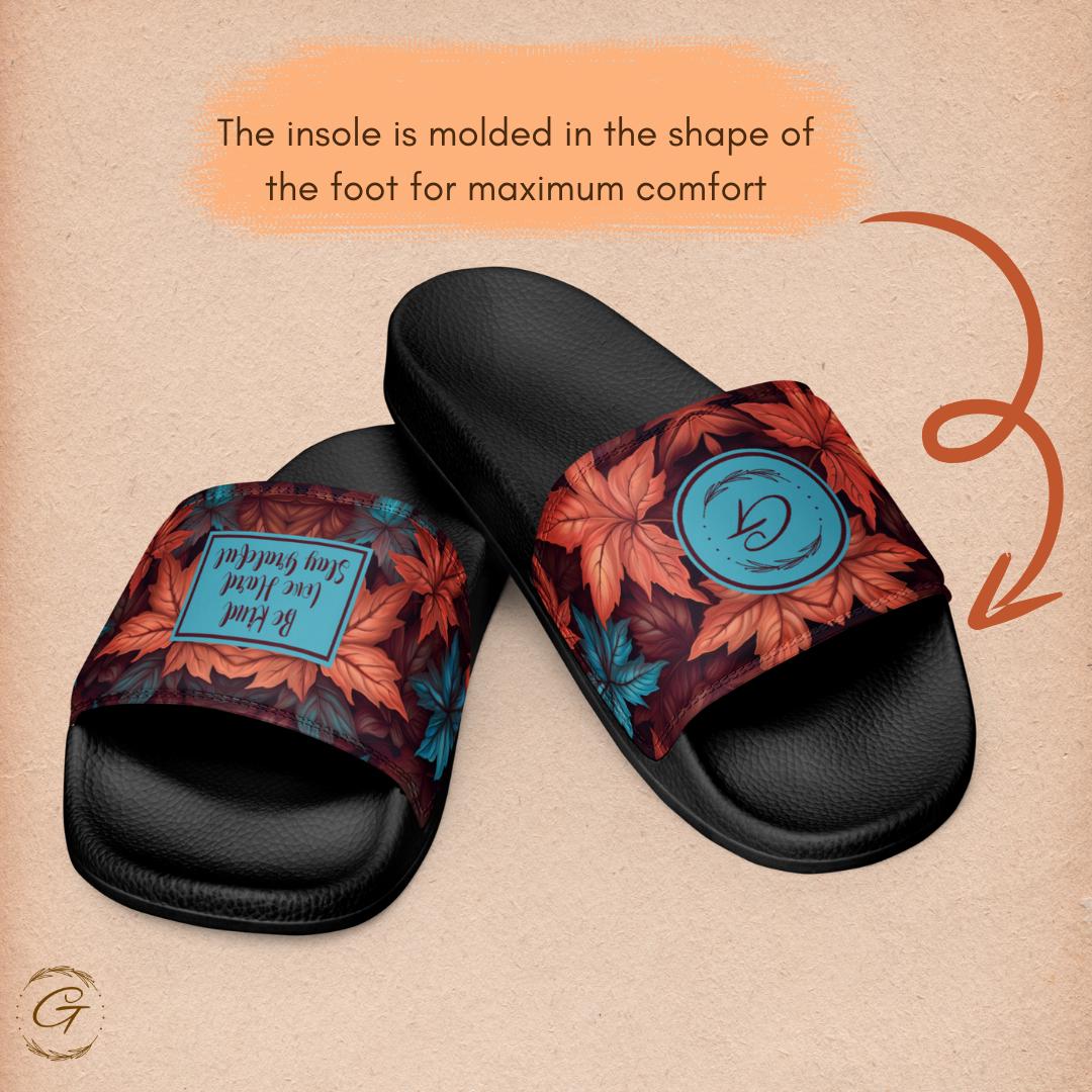 Maple Floral Design Stylish Men's Slides Slip-On Sandals