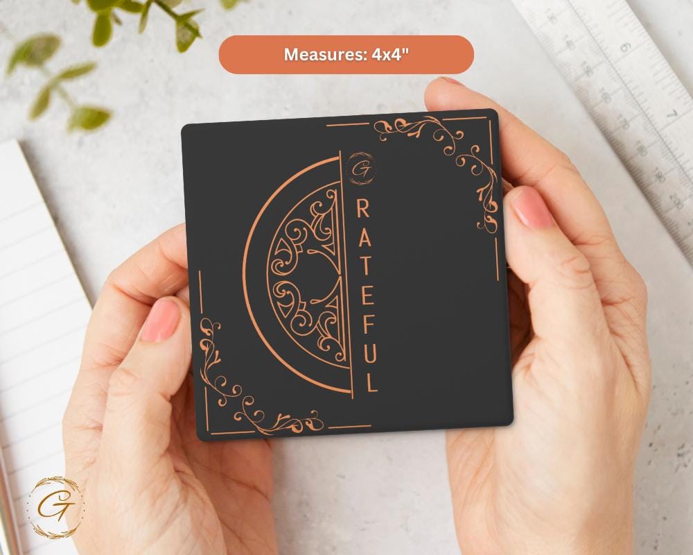 Soapstone Coaster with Gvert Ornate Design with Cork Backing