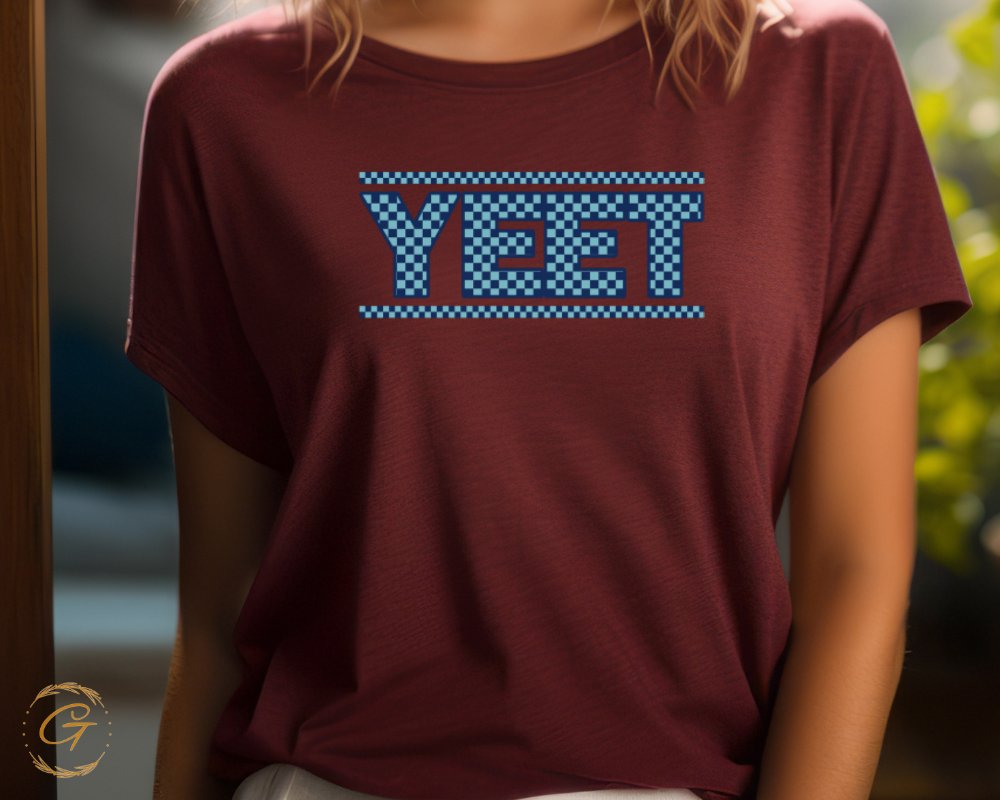Trendy Yeet Graphic Checkered Design T-Shirt product type