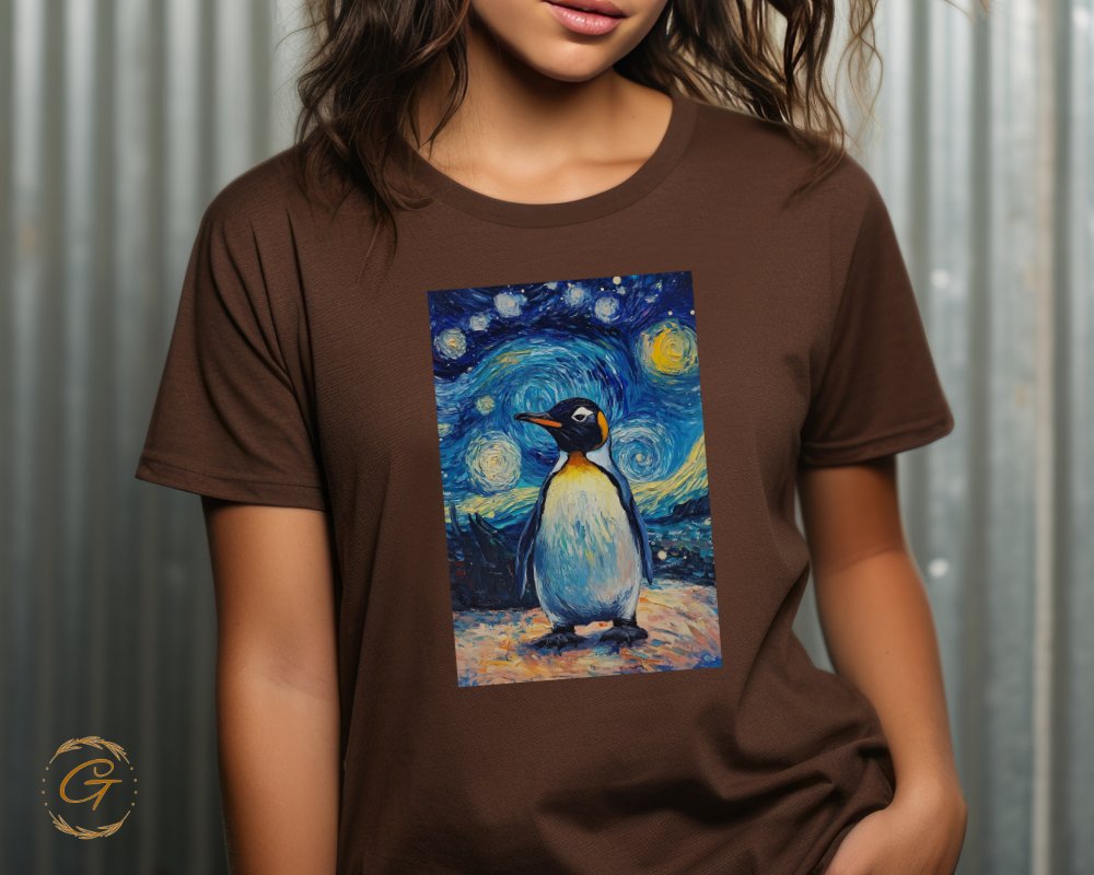 Starry Night Penguin Graphic Print T-Shirt product type