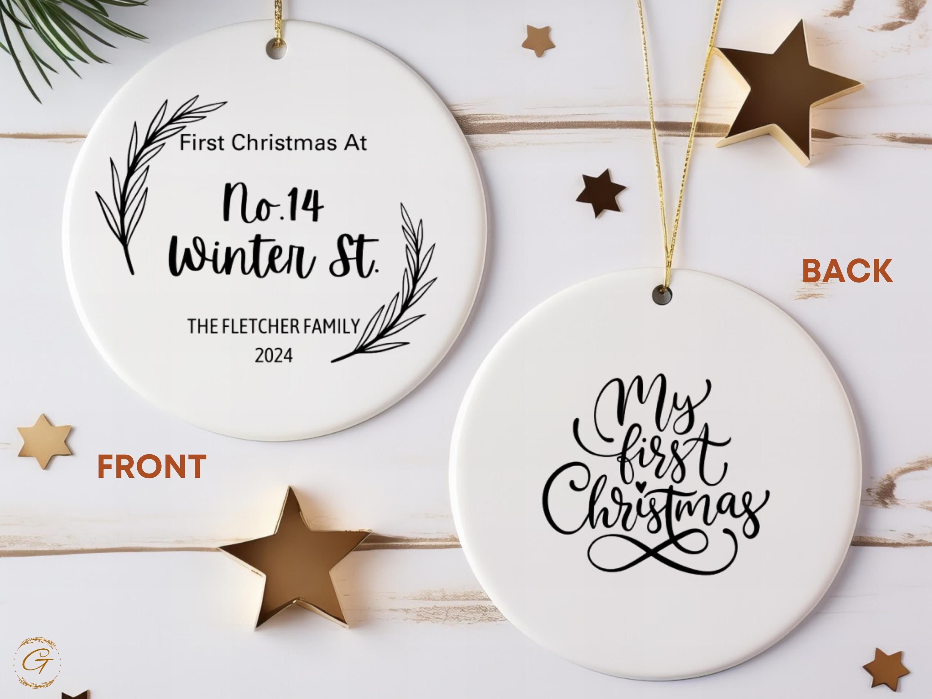 Personalized First Christmas Ornaments, Custom Address Family Name Holiday Keepsake Gifts, Personalized Winter Street Decoration Ideal Gifts