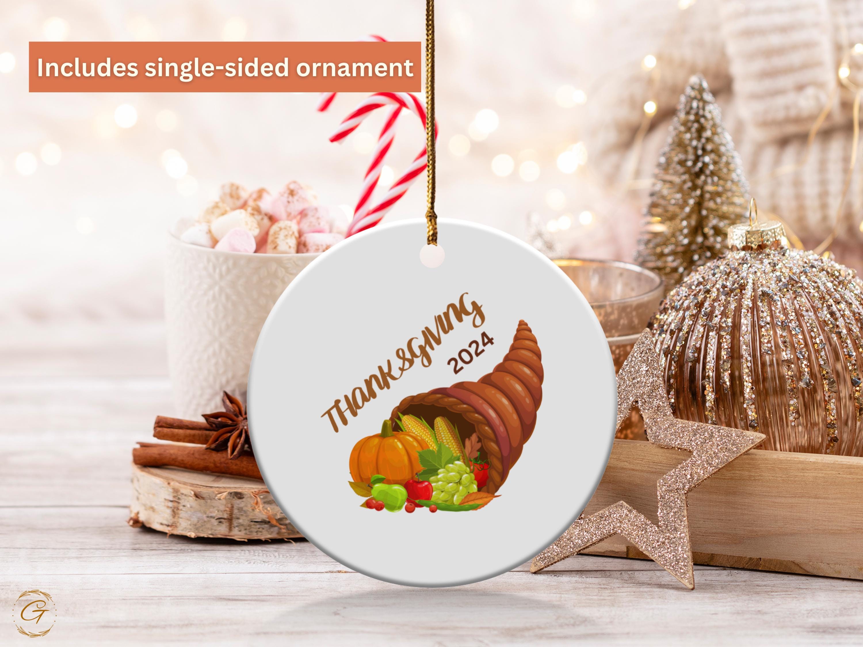 Thanksgiving 2024 Cornucopia Ornament, Fall Harvest Ornaments, Thanksgiving Christmas Tree Decor, Autumn Seasonal Keepsake Gift, Ideal Gifts