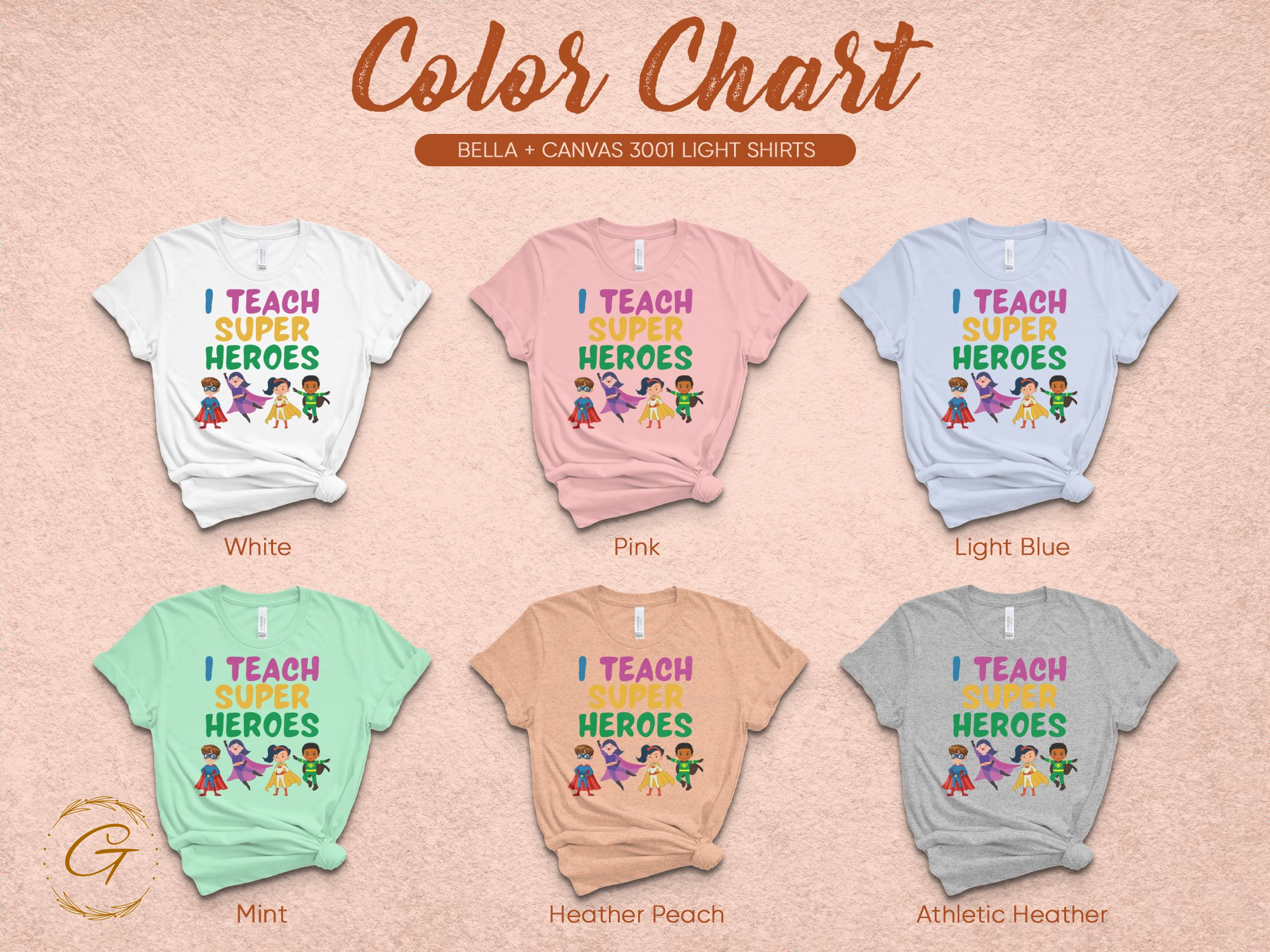 I Teach Super Heroes Colorful Graphic Tee Shirt product