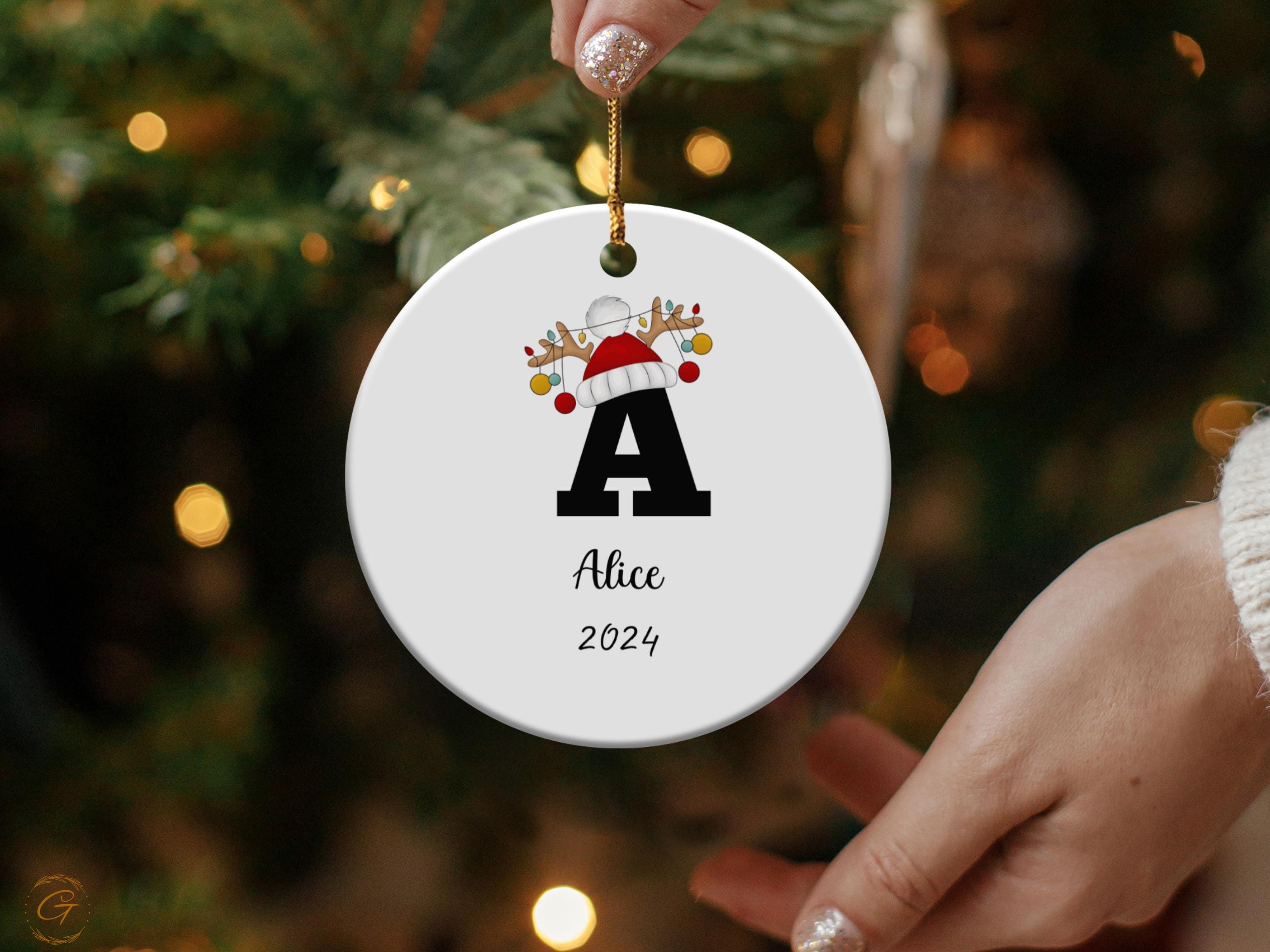 Personalized Letter Christmas Ornament, Initial Letter Holiday Decor, Festive Holiday Decorations, Custom Gift 2024, Handcrafted Hanging Art