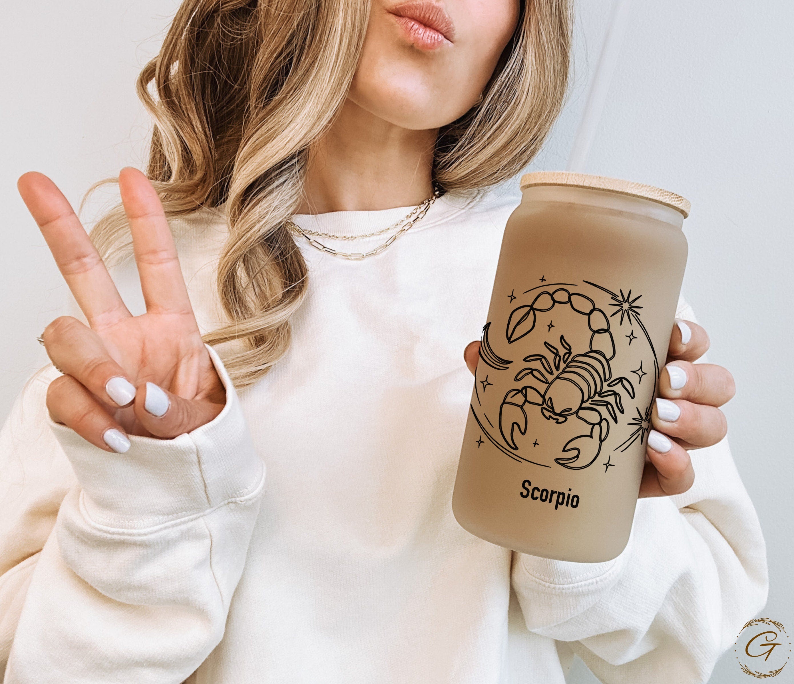 Scorpio Zodiac Sign Frosted Glass Cup