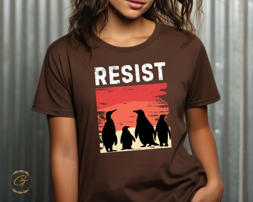 Resist Graphic Penguin Design Short Sleeve T-Shirt product type