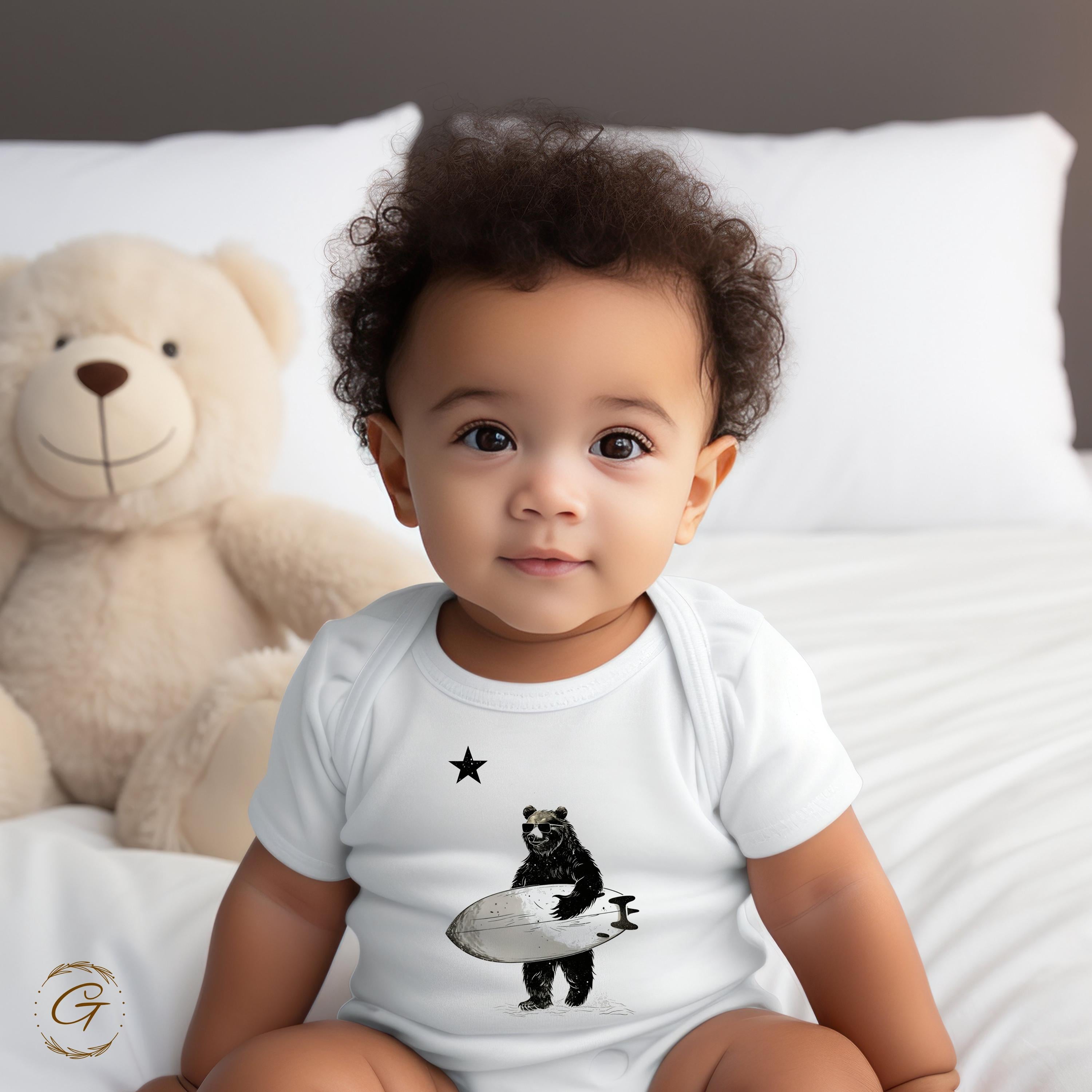Surfing Bear T-Shirt, Beach Bear Graphic Tee