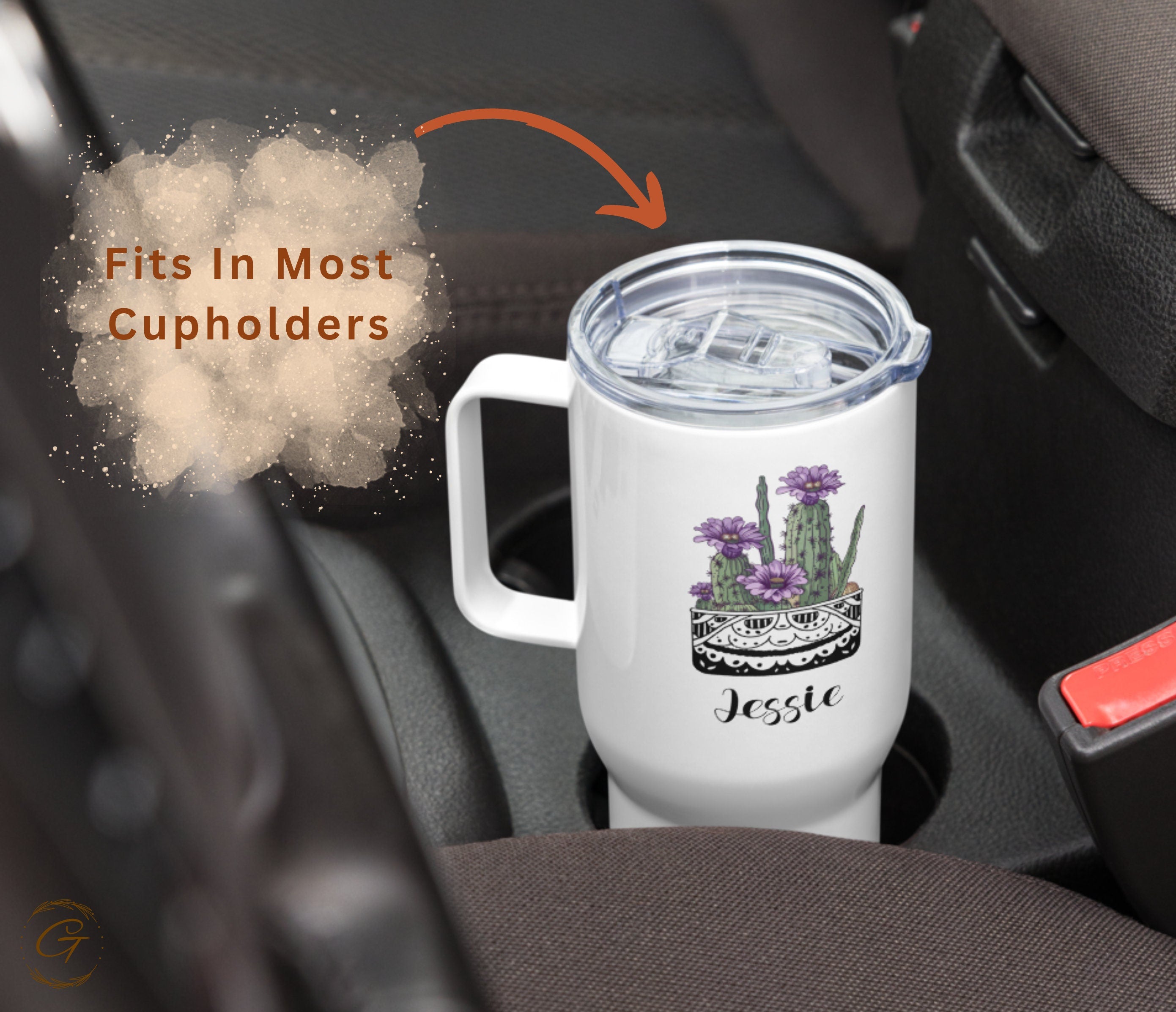 Personalized Cactus Travel Mug 25oz | Cactus Plant Coffee Mug | Customized Name | Mug Cactus Lover | Gift for Her | Ideal Cute Cactus Gift