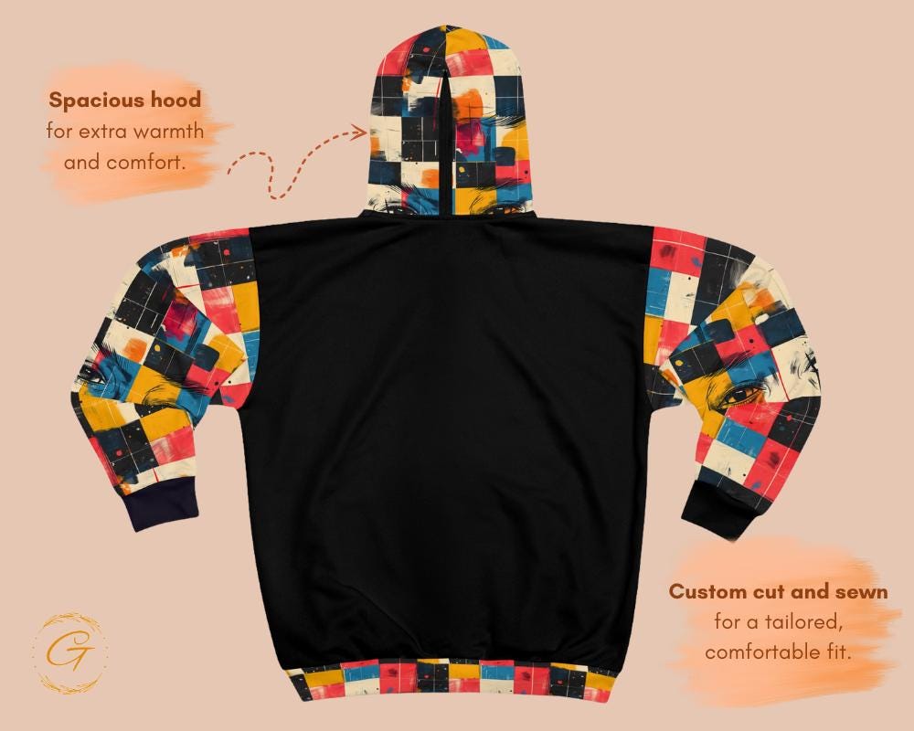 Retro Checkered Unisex Zip Hoodie All-Over Print