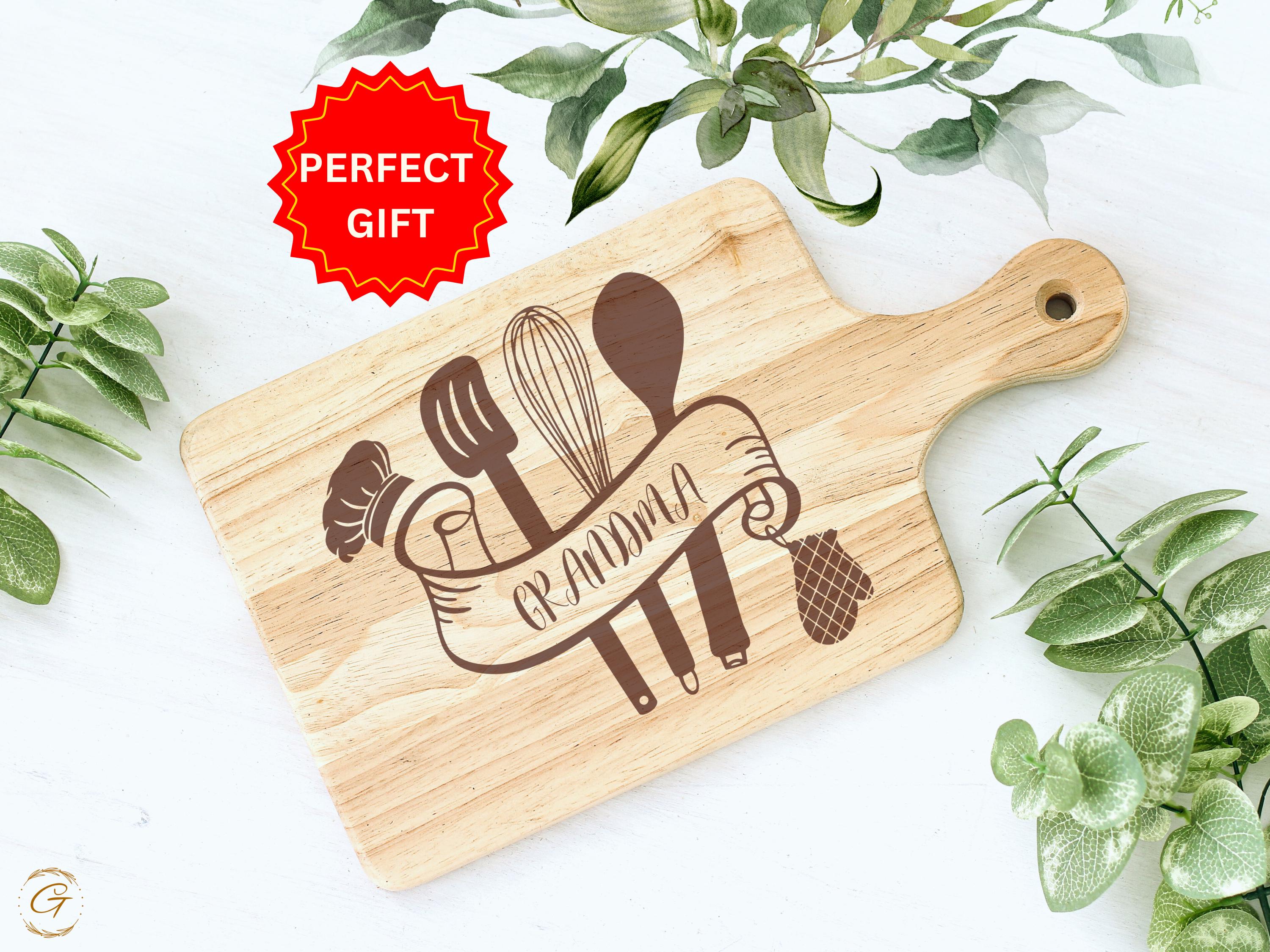 Grandma's Kitchen Cutting Board | Engraved Kitchen Utensils | Personalized Rustic Wood Board | Best Gift for Grandma’s Kitchen | Ideal Gifts