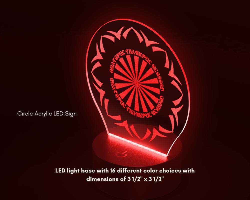 Grateful Thankful Blessed Circle Acrylic LED Sign, Inspirational Wall Led Light Modern Room Decor, Unique Gift Idea, Stylish LED Home Accent