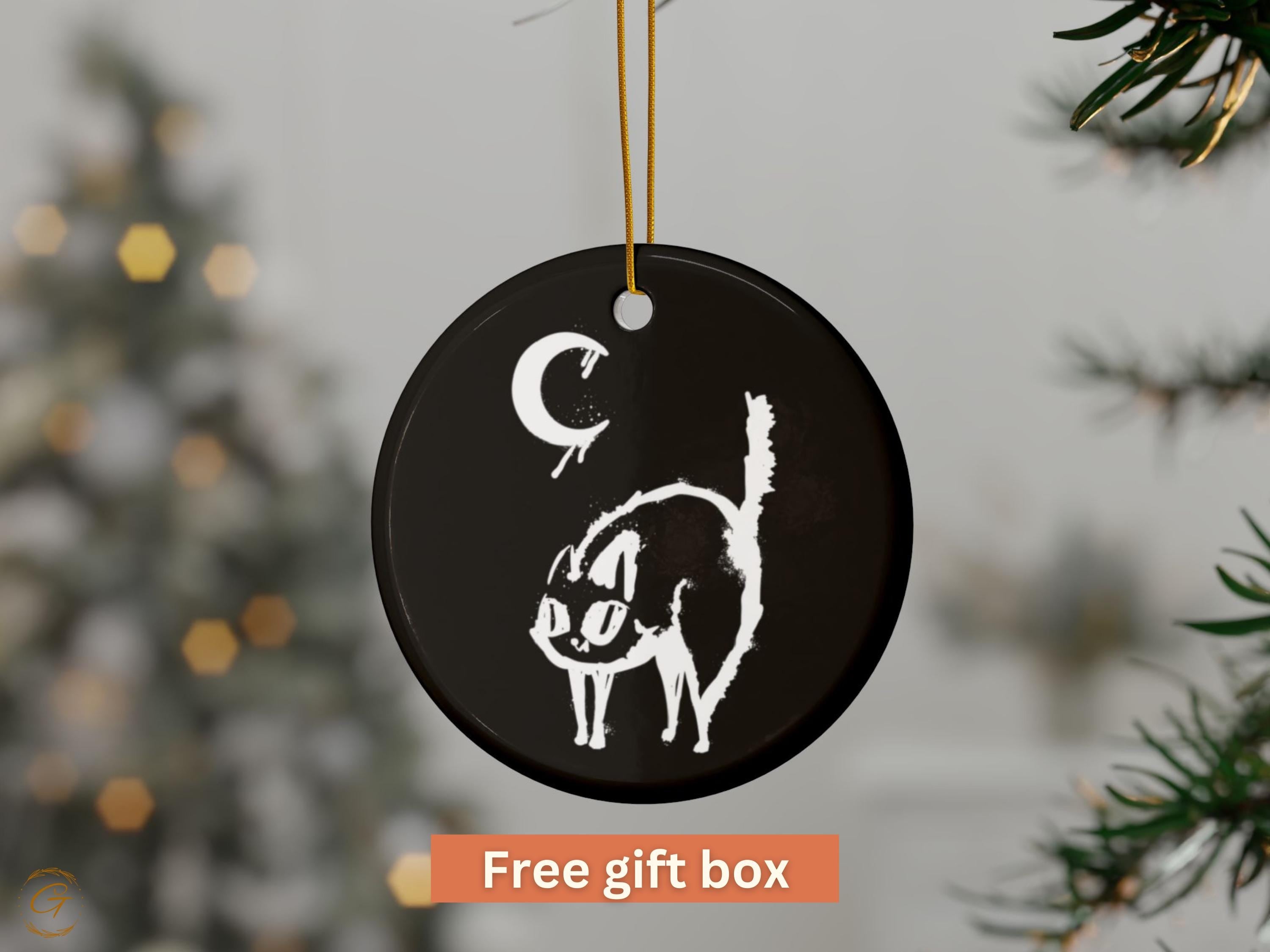 Black Cat Moon Spooky Ornament, Halloween Cat Home Decor, Witchy Cat Art, Gothic Moon Decoration, Spooky Home Accessories, Ideal Spooky Gift