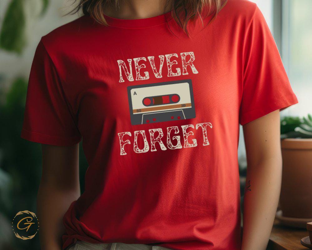 Retro Cassette Tape Graphic Tee Never Forget Tee
