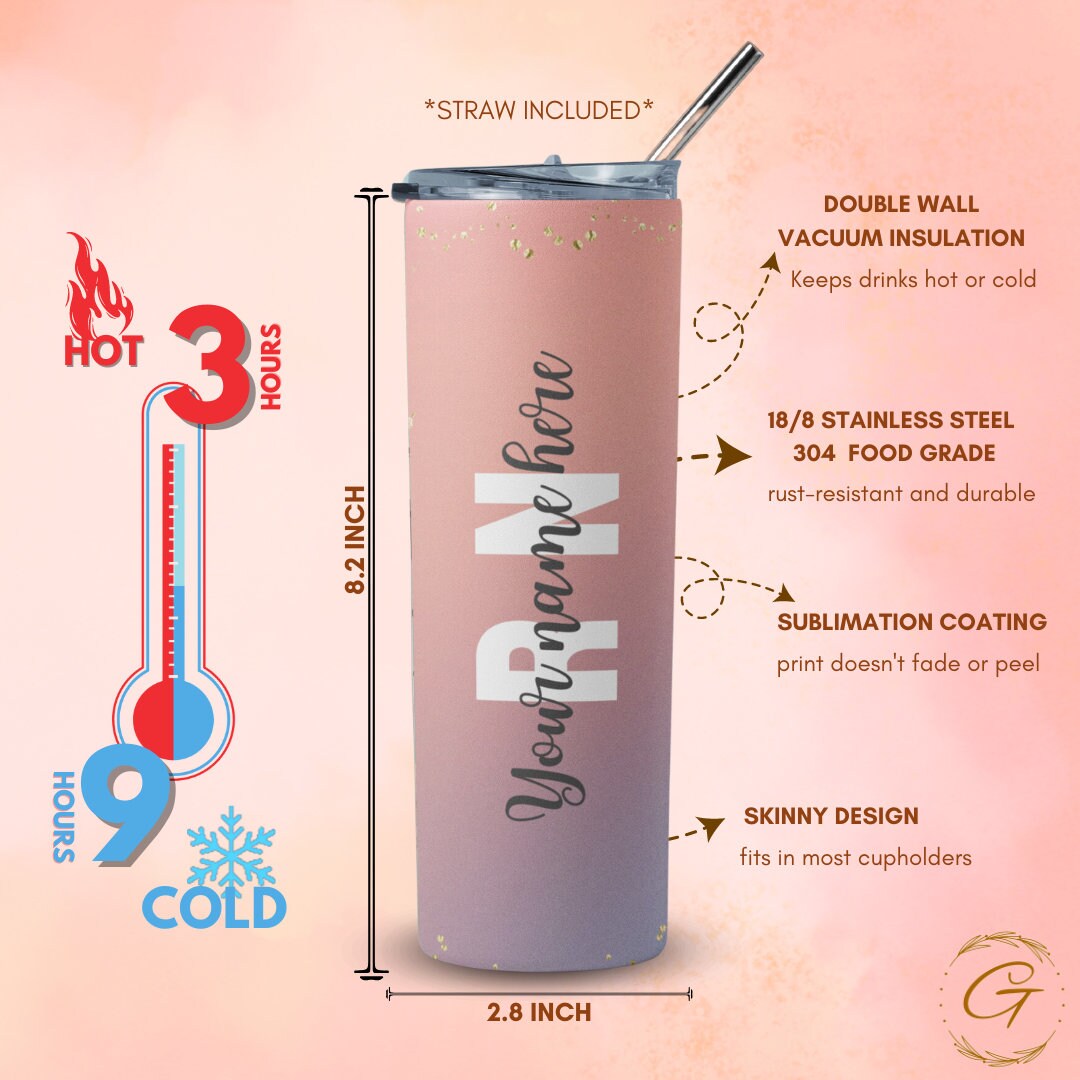Personalized Nurse Tumbler, 20 oz Skinny - Custom Gift for Nurses