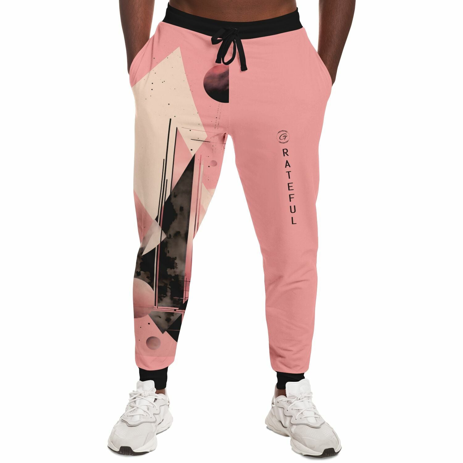 Pink Geometric Art Joggers – Abstract Minimalist Sweatpants