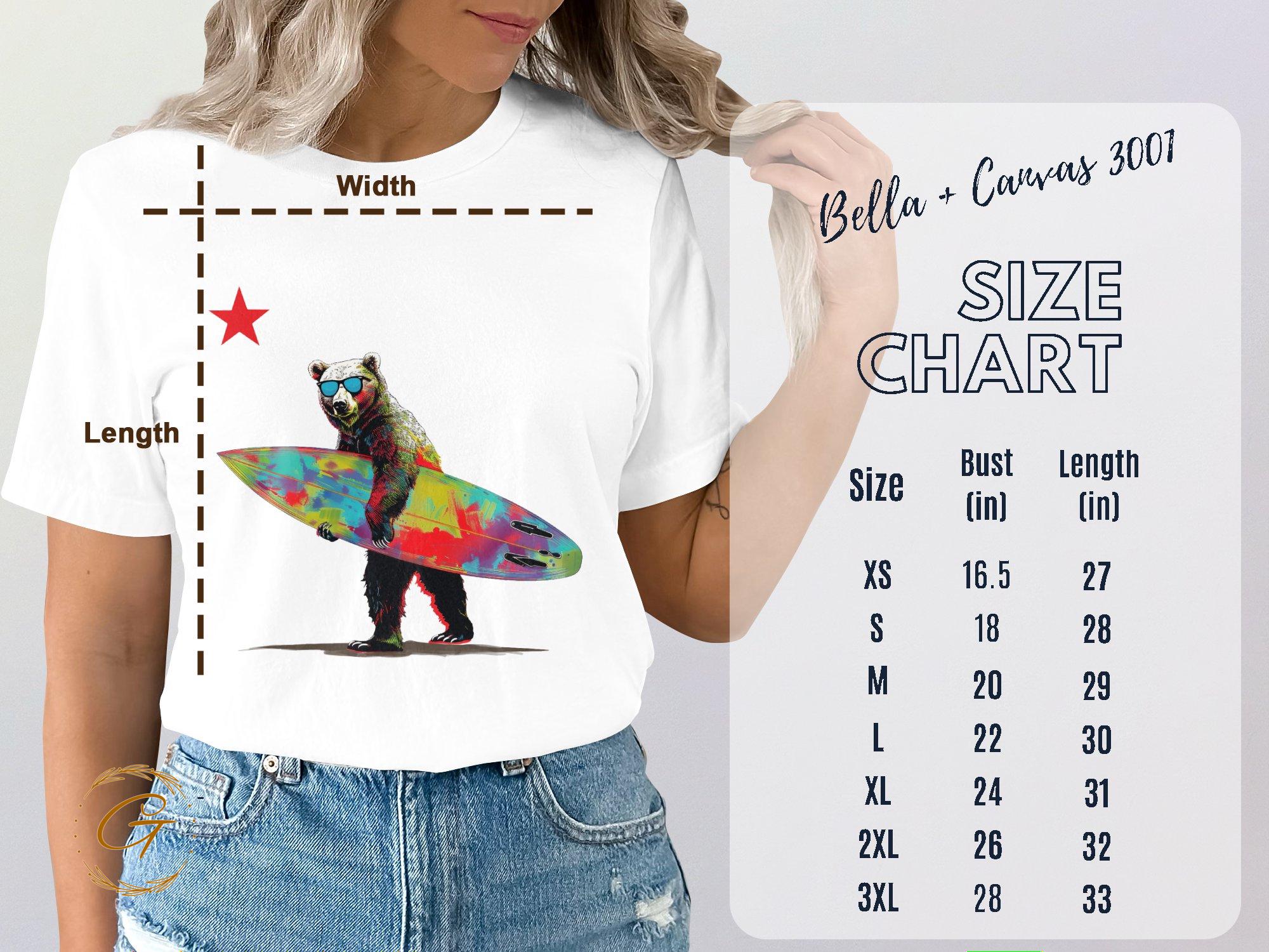 Cool Bear Surfboard Star Design Tee Beach Vibes T-ee