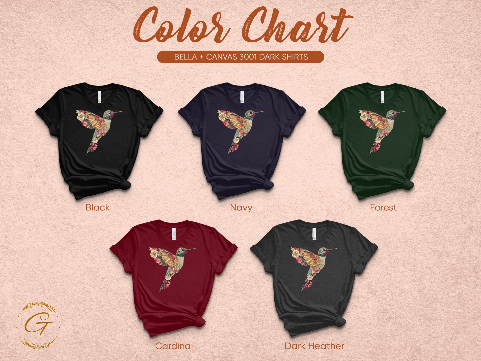 Colorful Hummingbird Design Dark T-Shirts product type