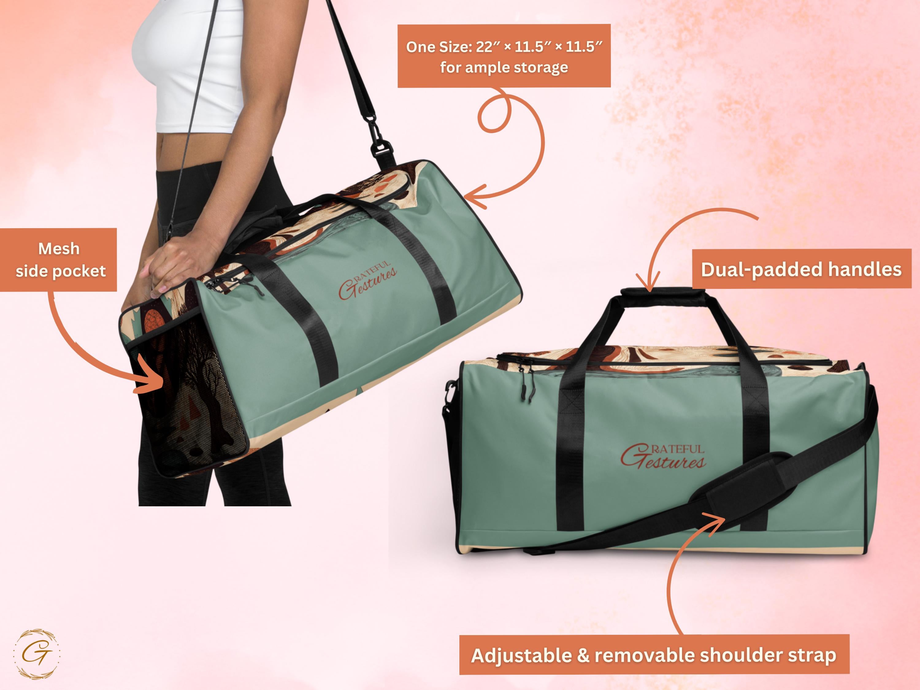 Abstract Mountain AOP Duffel Bag - Stylish Floral Gym Bags, Travel, Sports, or Weekend Bags - Durable, Lightweight, Spacious, Trendy Designs