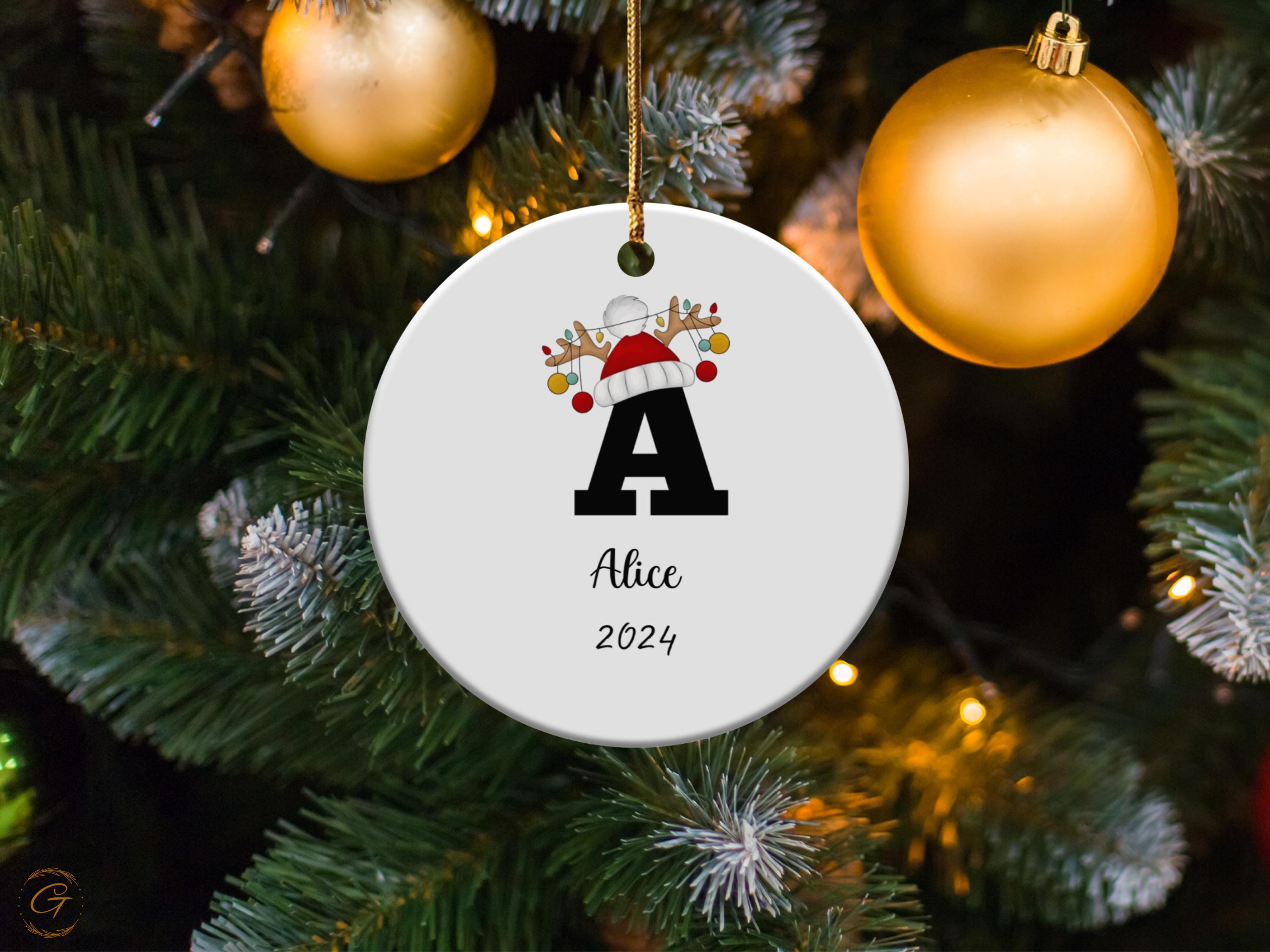 Personalized Letter Christmas Ornament, Initial Letter Holiday Decor, Festive Holiday Decorations, Custom Gift 2024, Handcrafted Hanging Art