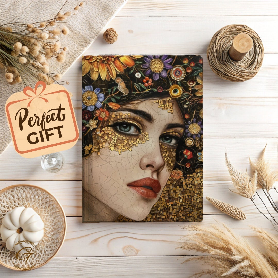 Artistic Floral Mosaic Woman Journal