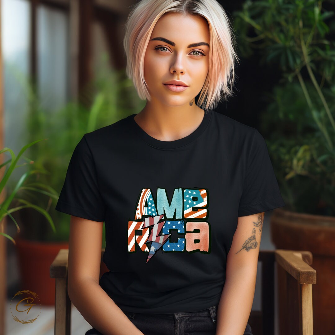 AMERICA T-Shirt Stylish Graphic Word Tee