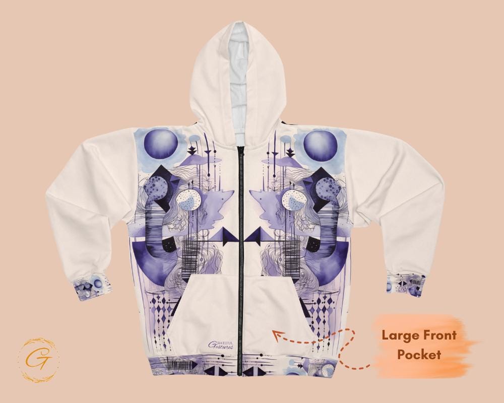 Quantum Pastel Design Unisex Zip Hoodie All-Over Print