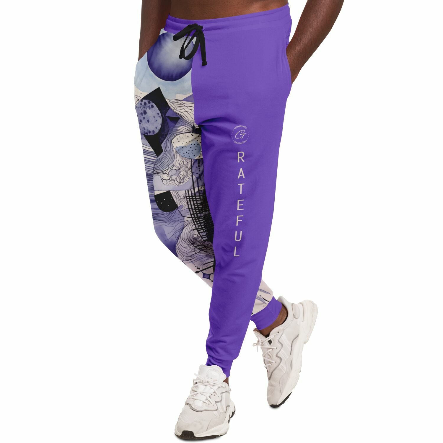 Abstract Purple Art Joggers – Trendy Watercolor Sweatpants for Men & Women