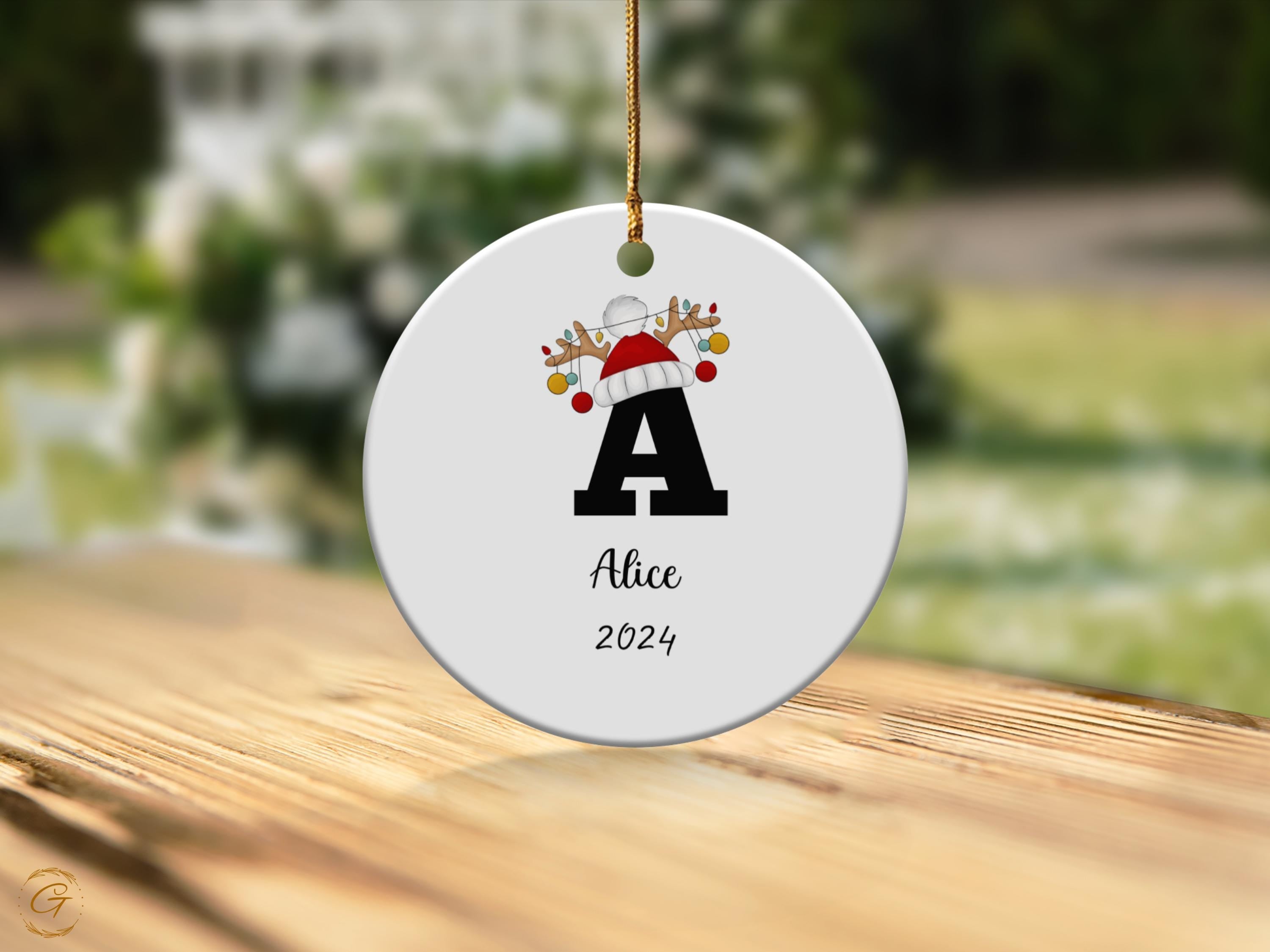 Personalized Letter Christmas Ornament, Initial Letter Holiday Decor, Festive Holiday Decorations, Custom Gift 2024, Handcrafted Hanging Art