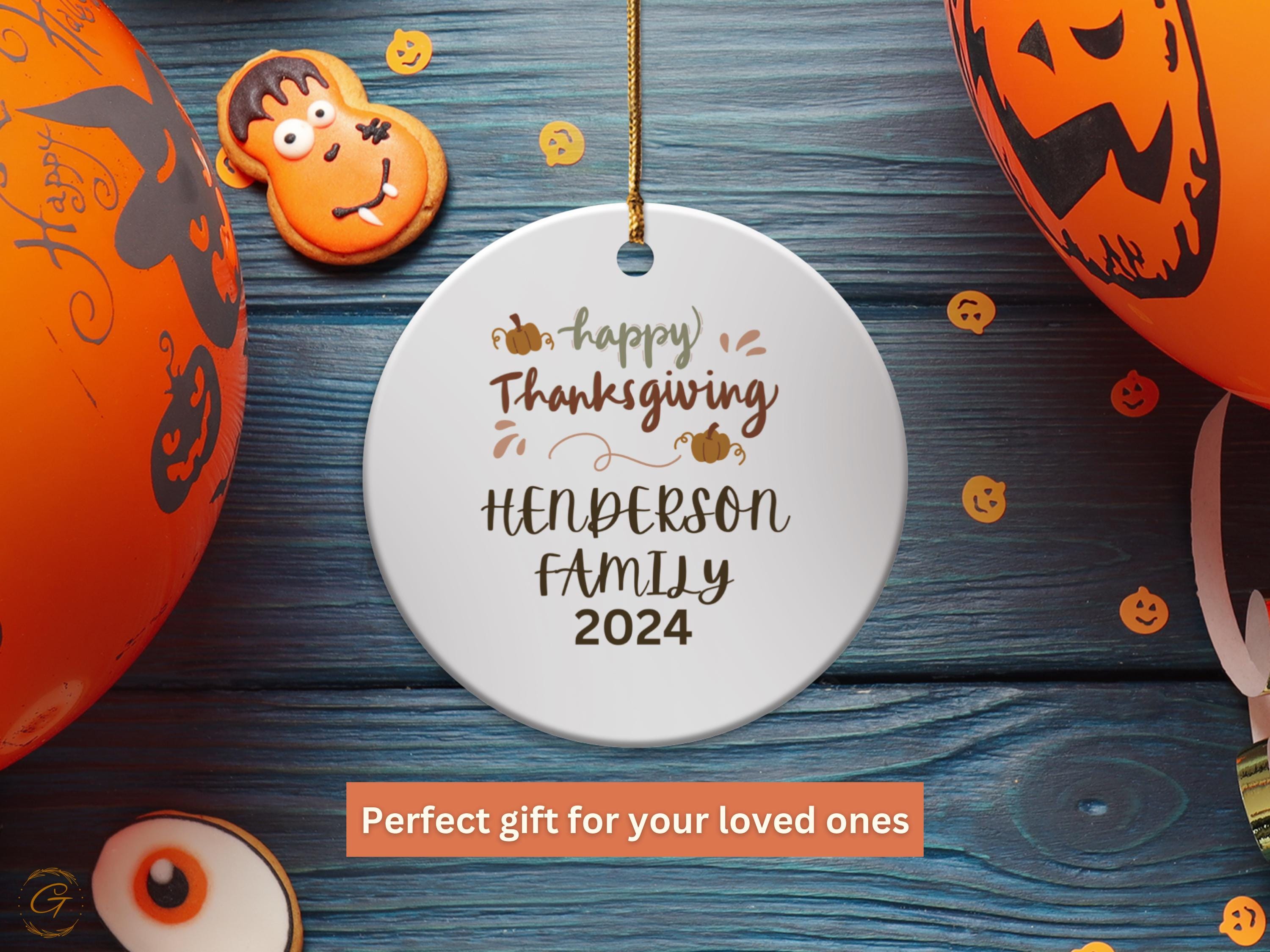 Personalized Family Thanksgiving Ornaments, Custom Thanksgiving 2024 Decoration, Thanksgiving Pumpkin Ornament, Custom Family Name Keepsakes
