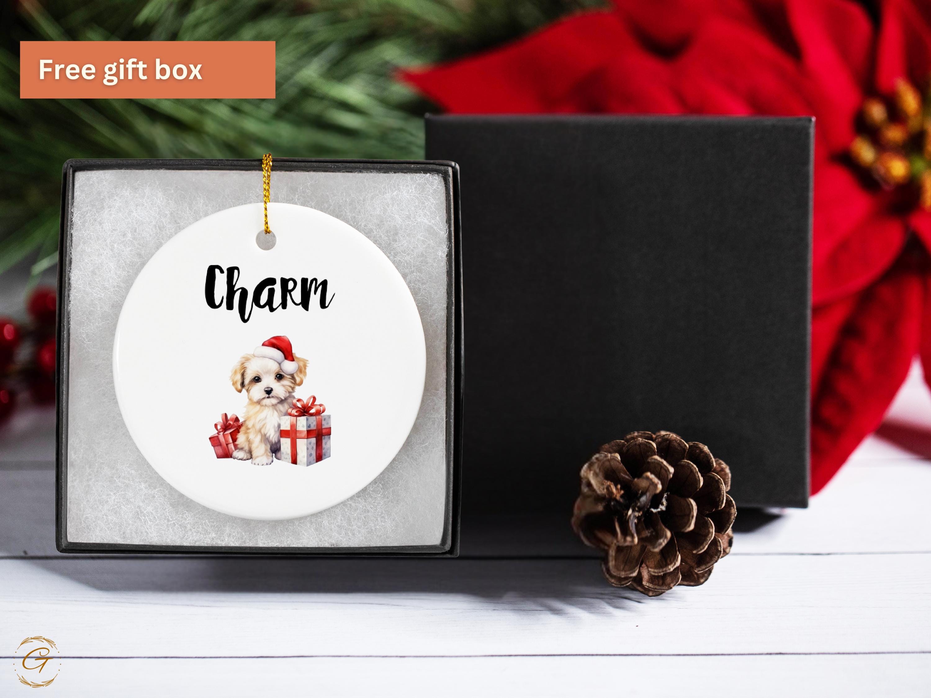 Personalized Christmas Puppy Ornament, Cute Puppy with Santa Hat, Holiday Gift Ornament, Decorative Puppy Ornaments, Festive Puppy Keepsakes