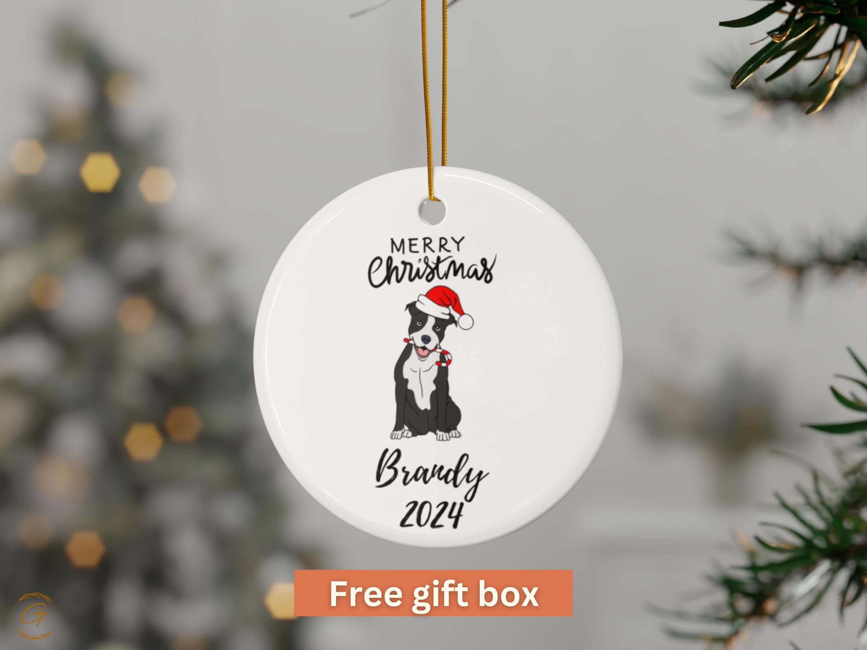 Personalized Merry Christmas Dog Santa Ornament 2024, Cute Dog Christmas Decoration, Personalized Christmas Tree Ornament, Holiday Keepsakes