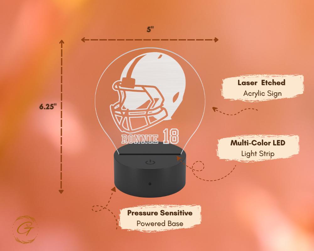 Football Personalized Name Circle Acrylic LED Sign