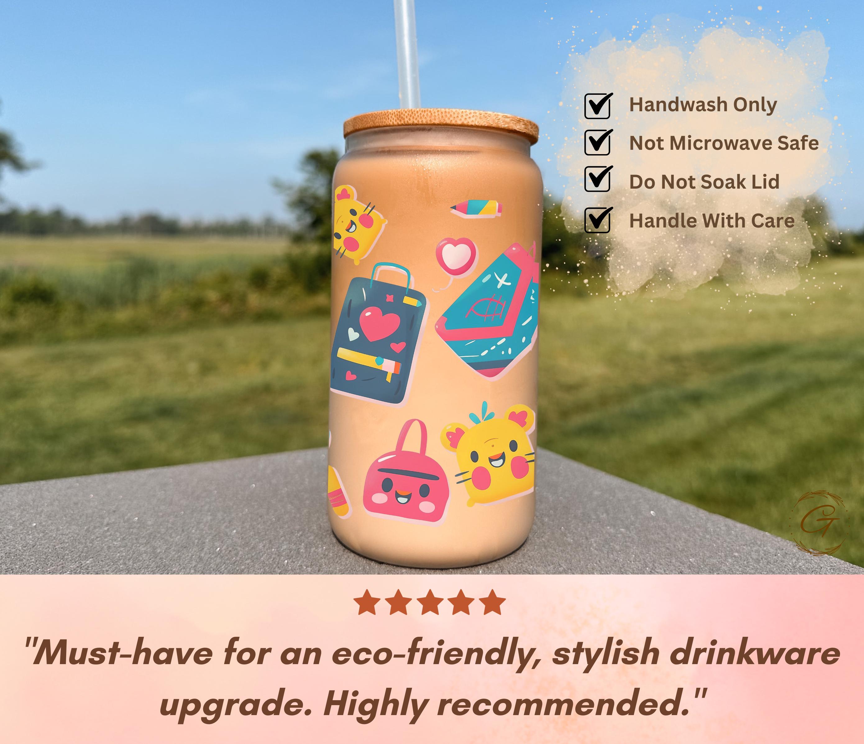 Cute Kawaii Pattern Frosted Glass Cup