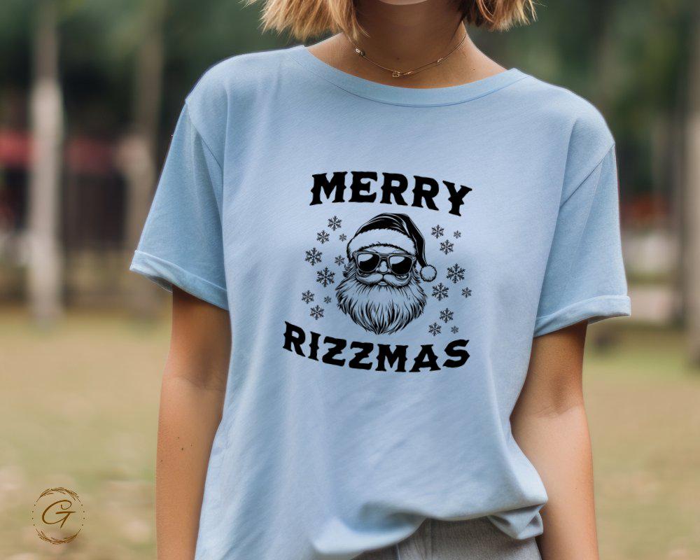 Christmas T-Shirt, Merry Rizzmas Santa Beard Christmas Tee