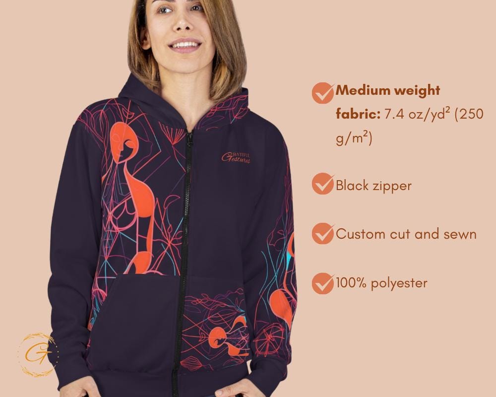 Retro Checkered Zip Hoodie All-Over Print