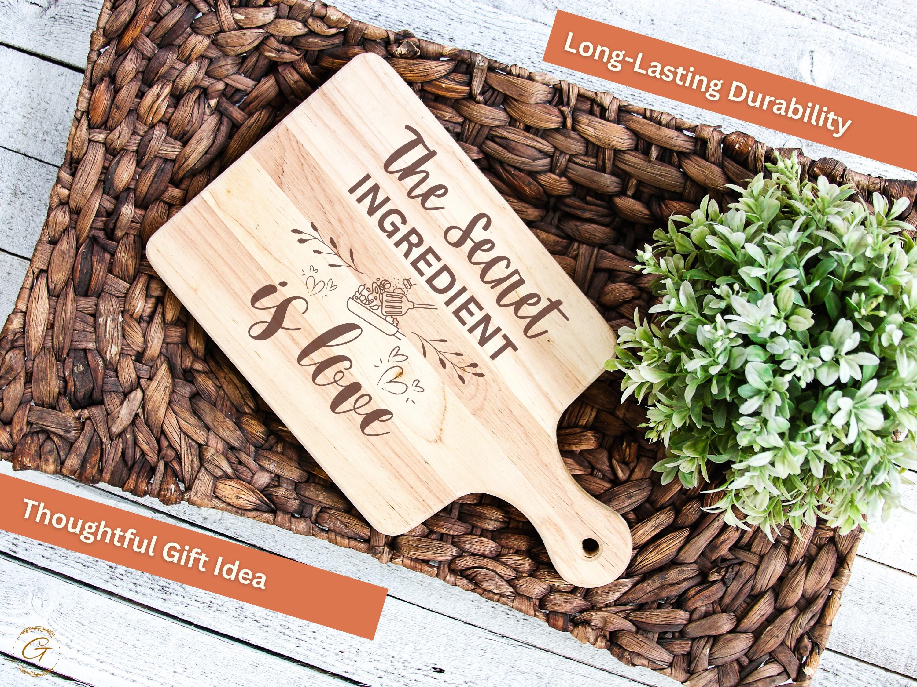 The Secret Ingredient Is Love Hardwood Cutting Board | Engraved Kitchen Gift | Cutting Board for Cooking Home | Kitchen Gift for Food Lovers