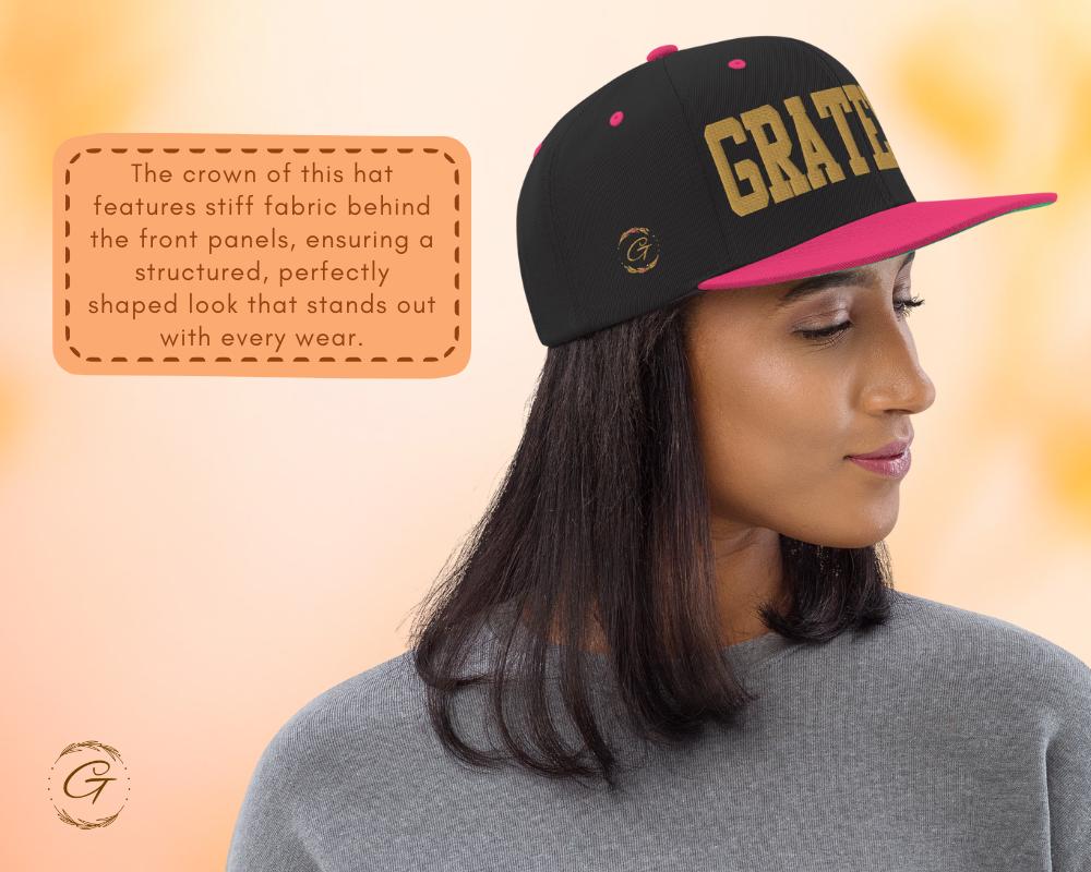 GRATEFUL Snapback Hat Embroidered Design