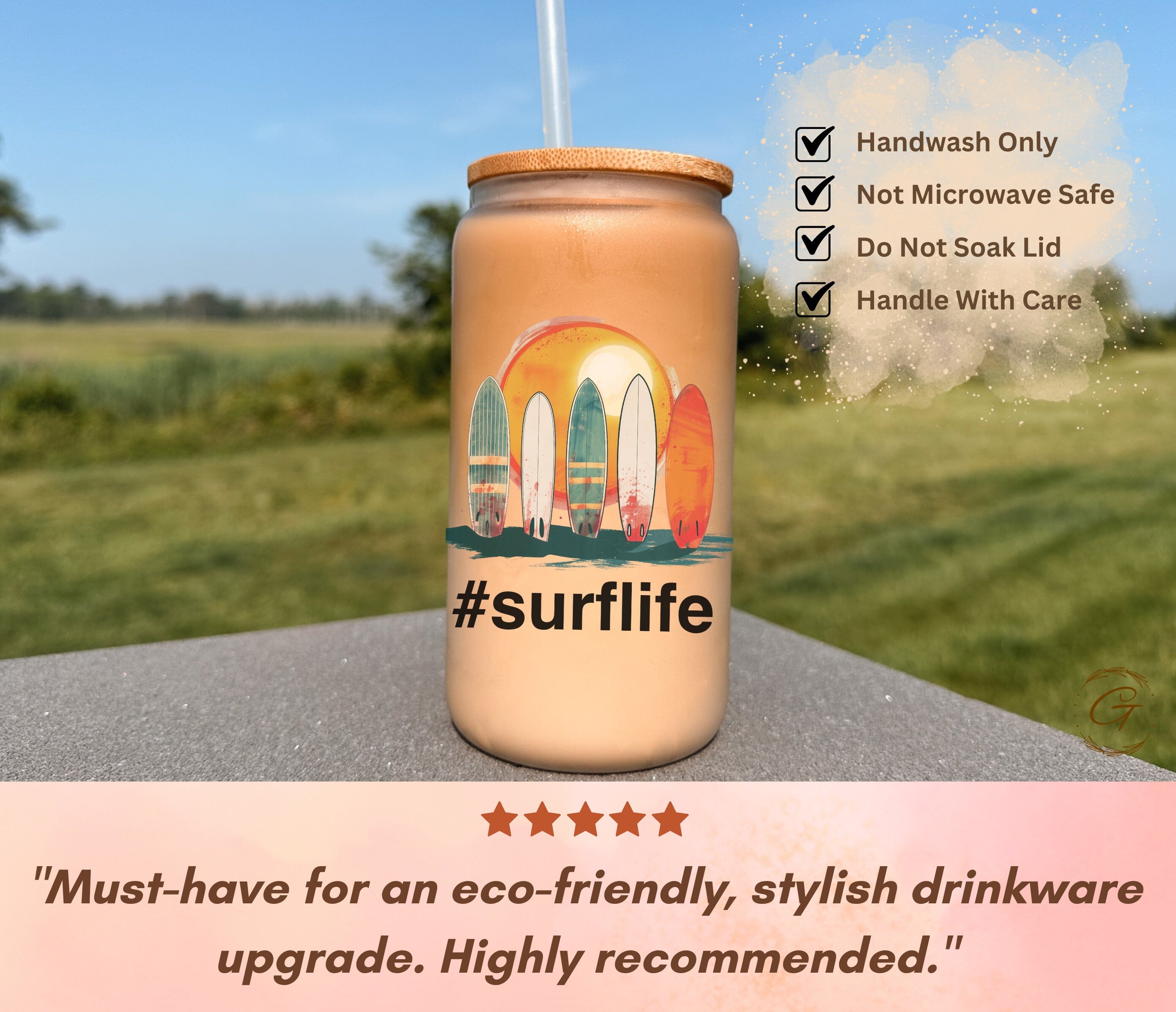 Surf Life Frosted Glass Cup