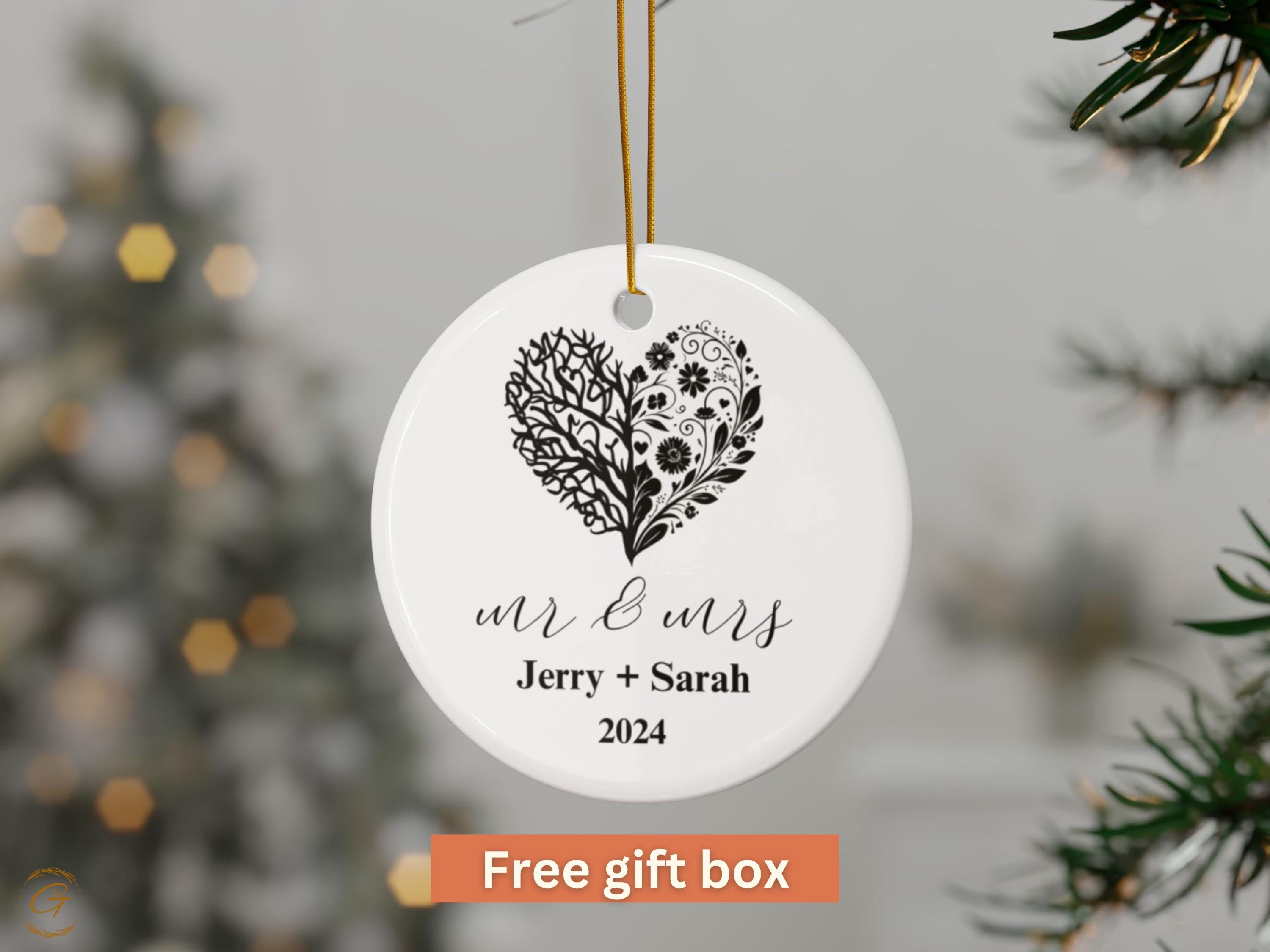 Personalize Wedding Ornament, Mr and Mrs Ornament, Custom Couple Ornament, Wedding Gift, Newlywed Christmas Ornament, 2024 Newlywed Keepsake