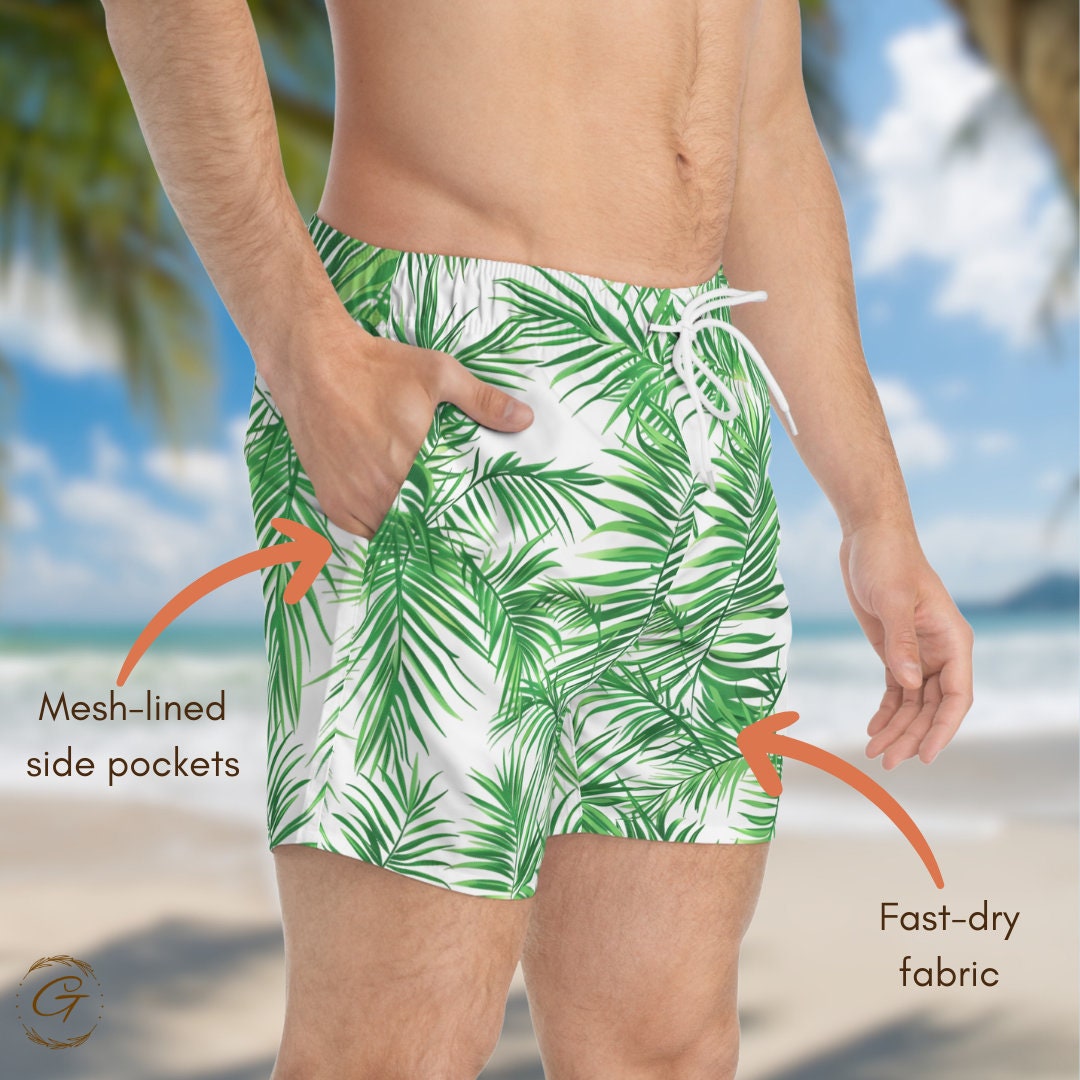 Tropical Palm Tree AOP Design Swim Trunks