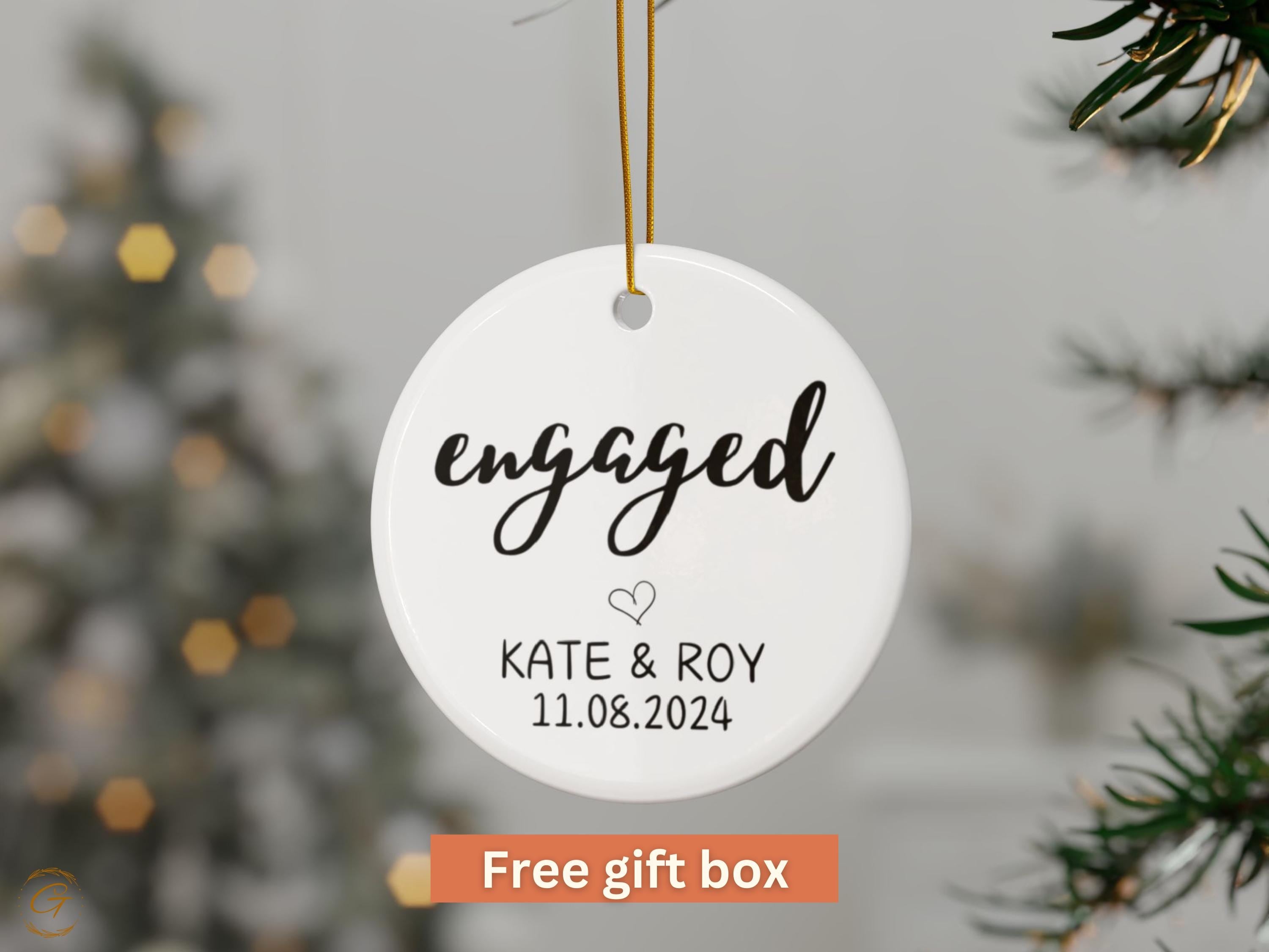 Personalized Engaged Couple Christmas Ornament, Custom Gift for Couples Engagement, Keepsake Custom Holiday Decoration, Bride Groom Newlywed