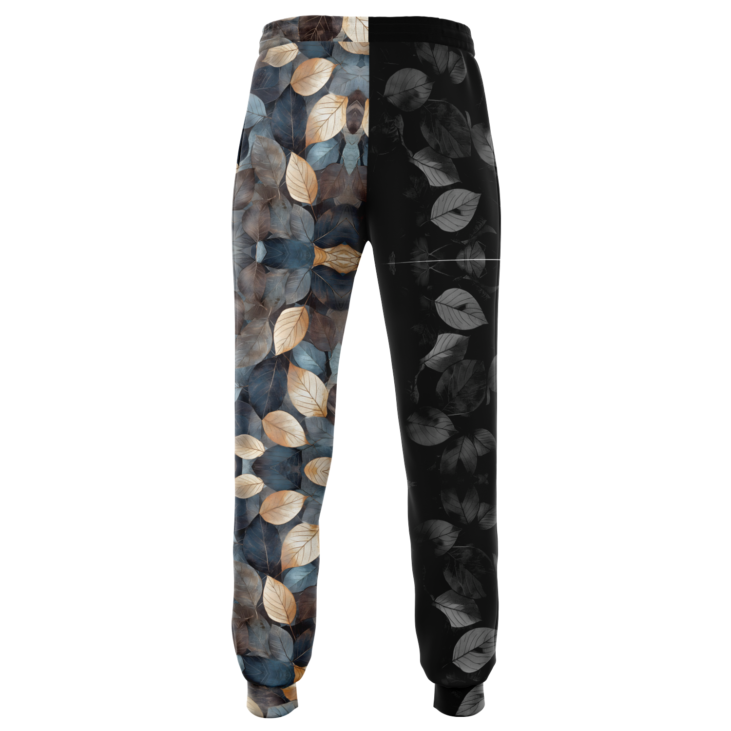 Two-Tone Leaf Print Joggers – Aesthetic Nature-Inspired Sweatpants