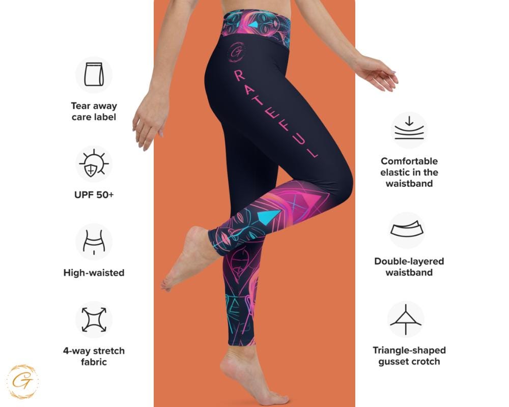 Neon Lines AOP Design Yoga Shorts and Leggings, Comfy High Quality Activewear Perfect for Workouts Yoga and Everyday Stretchy Fabric Apparel